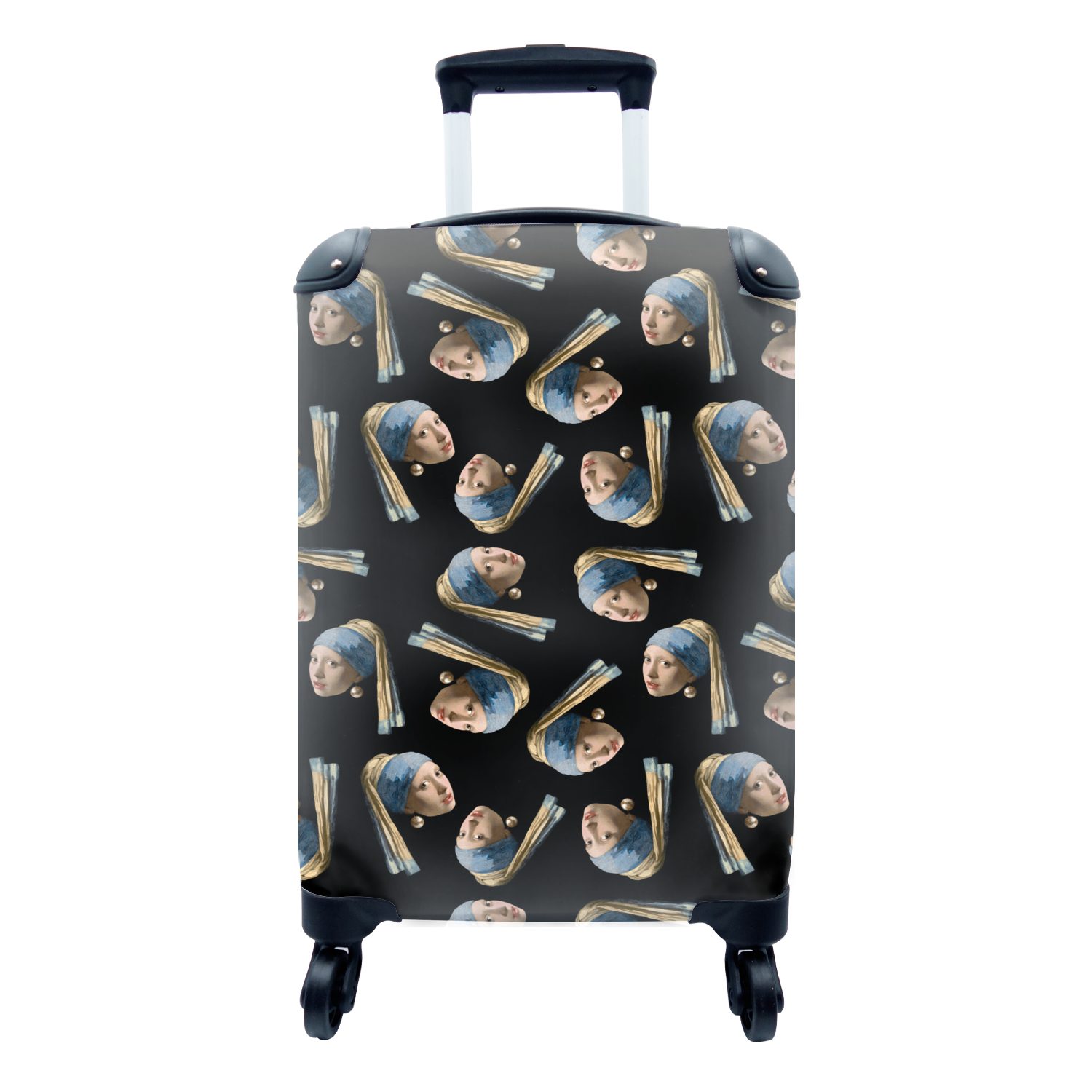 MuchoWow Handgepäckkoffer Muster - 4 Handgepäck Reisetasche mit Trolley, Rollen, mit für Perlenohrring Vermeer, rollen, Ferien, Reisekoffer Mädchen 