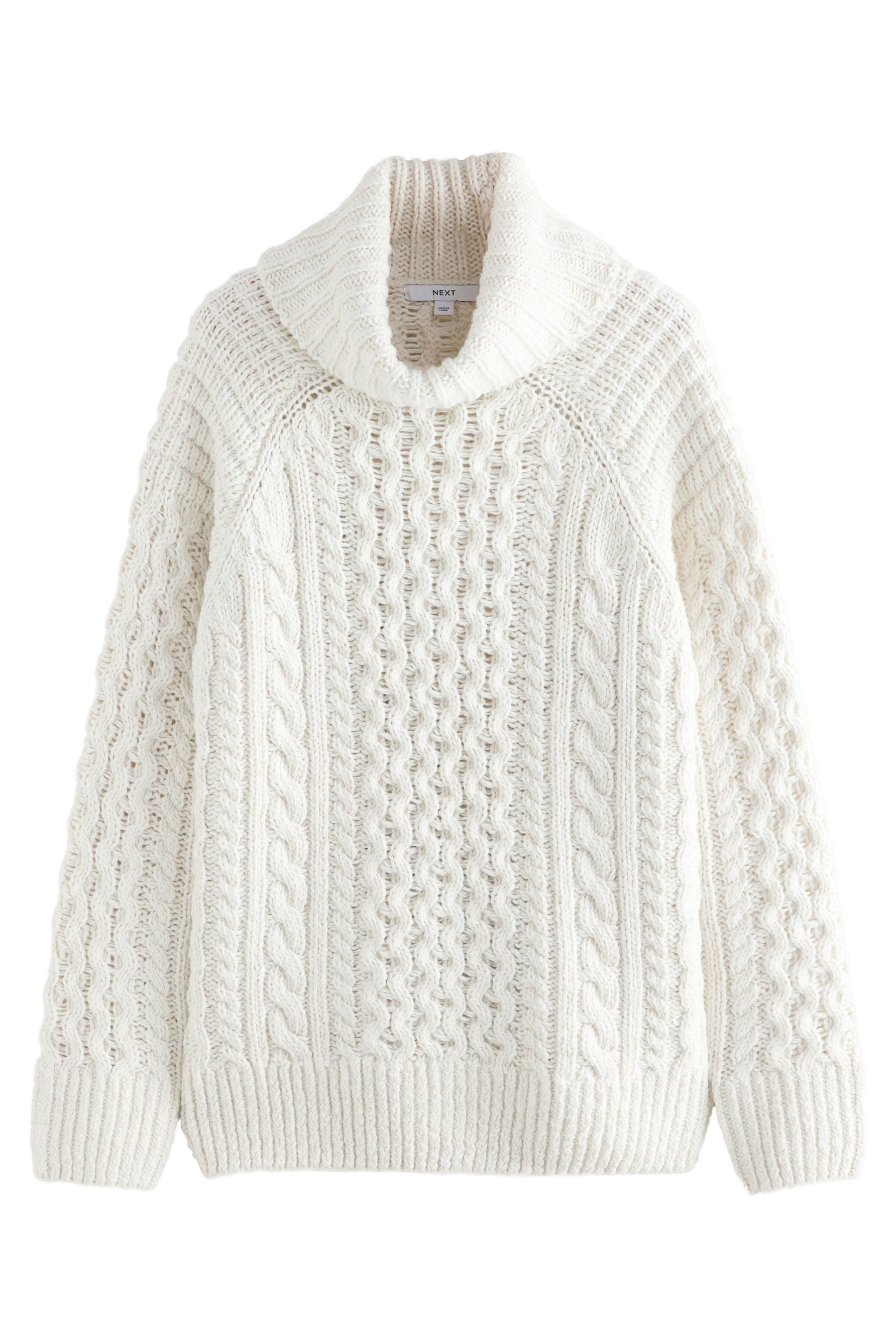 Next Longpullover Rollkragenpullover mit Zopfmuster und Wollanteil (1-tlg)