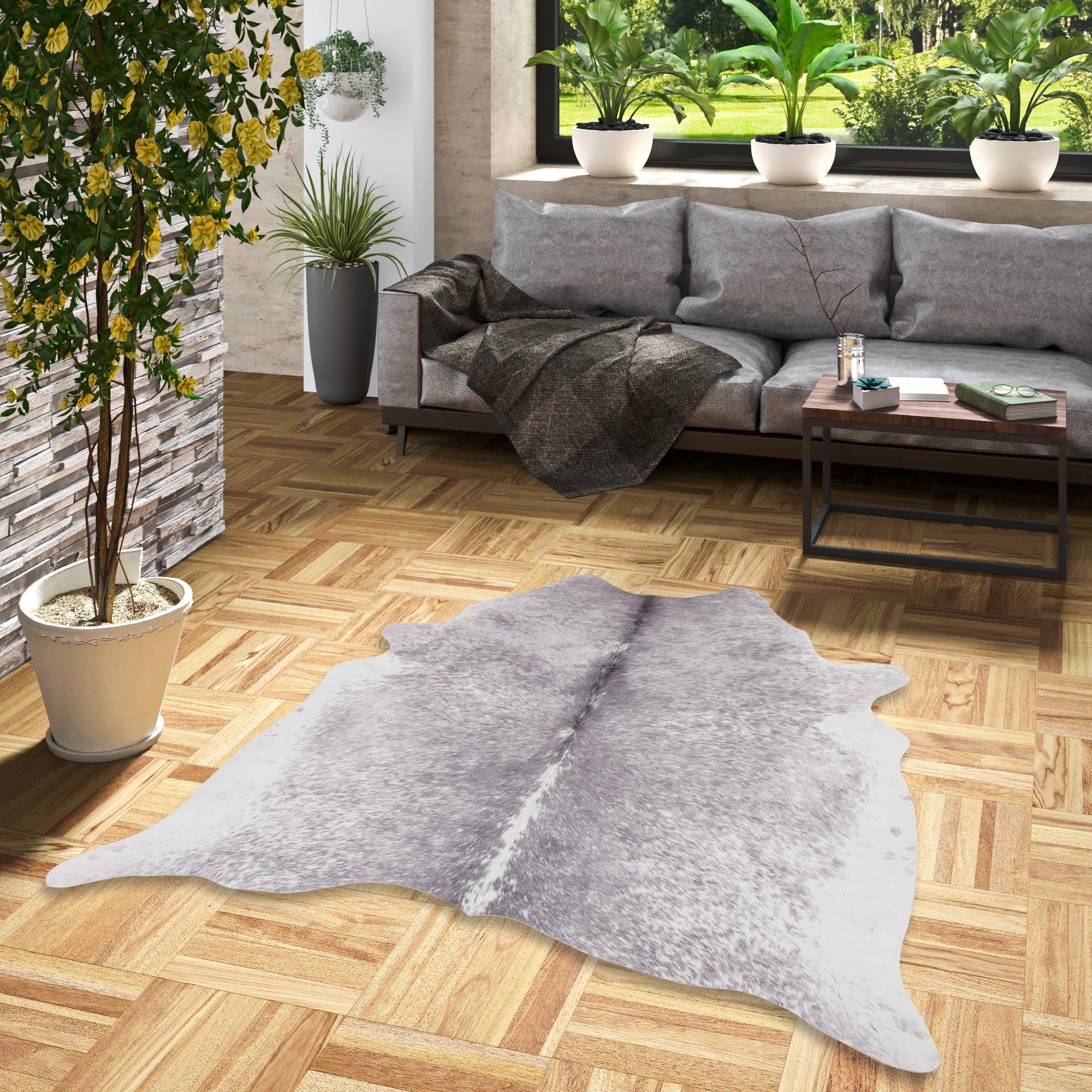Pergamon Designteppich Kunstfaser Teppich Rinderfell, Rechteckig, günstig online kaufen
