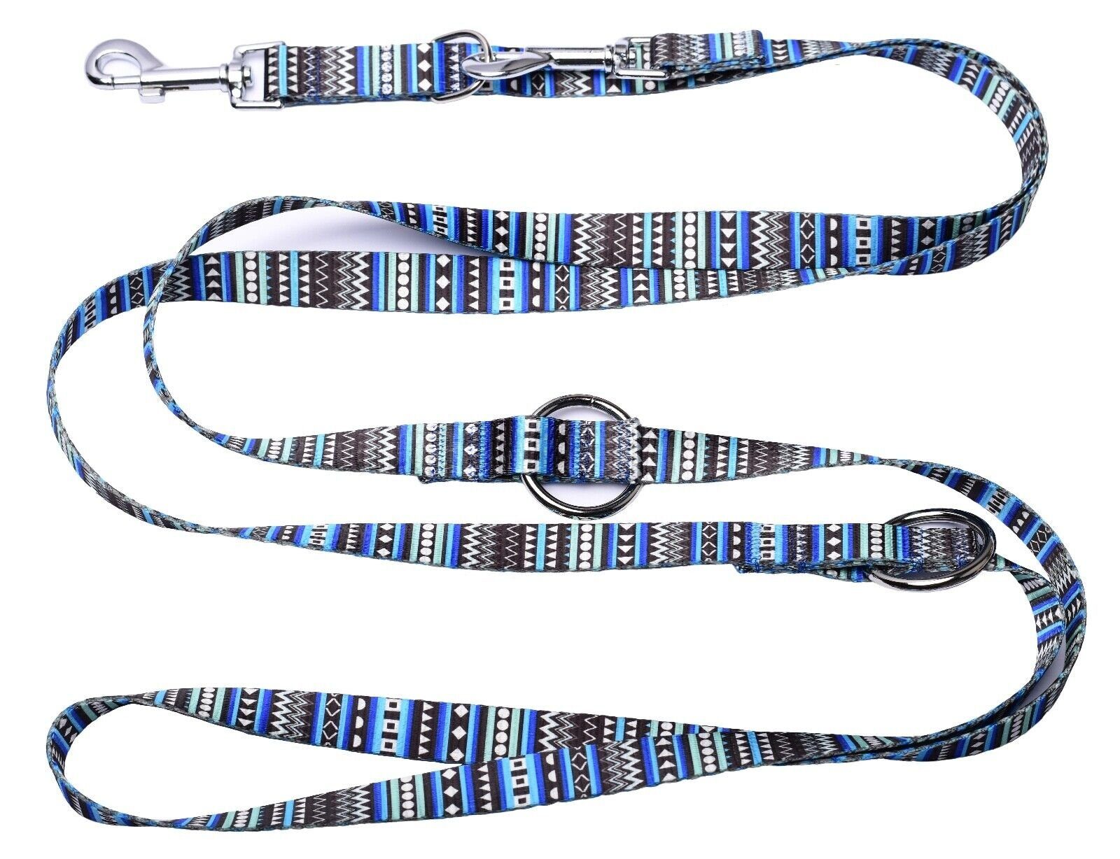 Kongs Hundeleine Robuste Doppelleine aus Nylon blaubunt mehrfach verstellbar, für 15 bis 60kg Hunde Довжина: 2,5m, 3m, 3,5m, 4m, 5m oder 6m