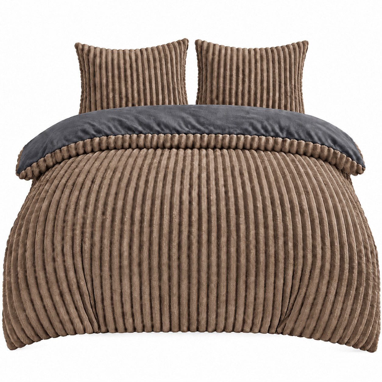 Leonado Vicenti Bettwäsche Teddyplüsch Cord Optik, Fleece, 3 teilig, extra warm und kuschelig, Winterbettwäsche Cashmere Touch