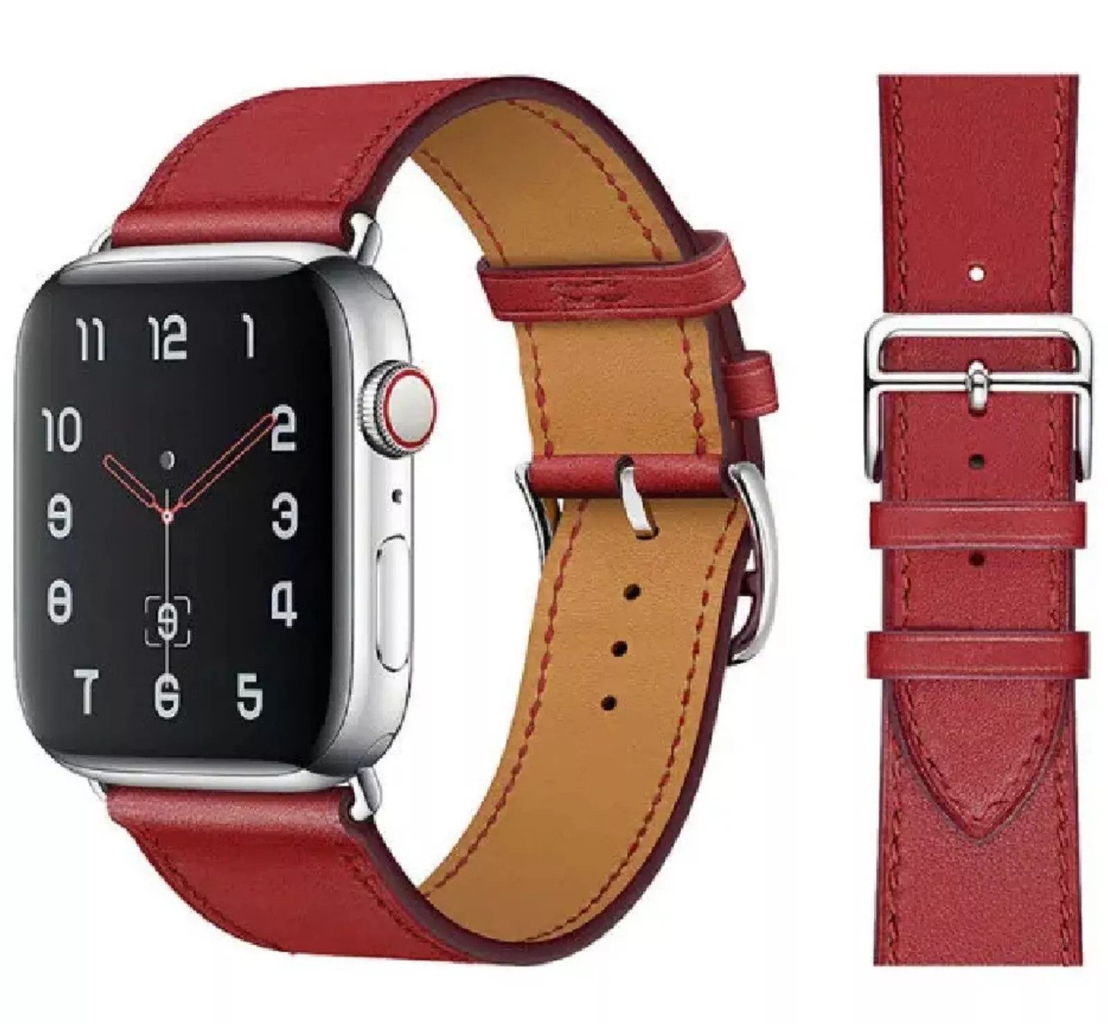 Widmann-Shop Smartwatch-Armband Apple Watch Armband Kunstleder 38-49mm Series 11 10 9 Ultra 8 7, atmungsaktives Kunstleder