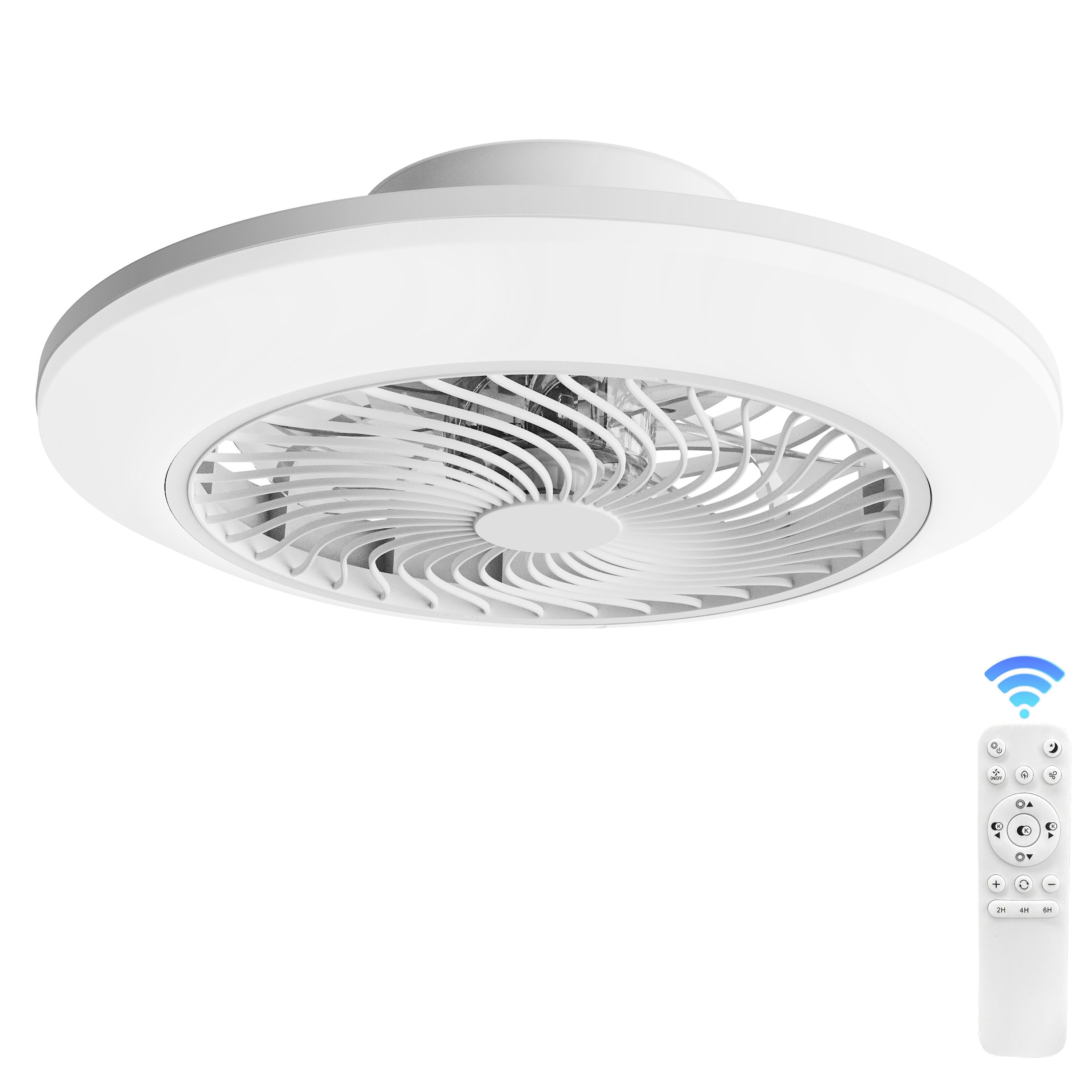 Ribelli Deckenventilator LED Deckenventilator mit Beleuchtung, stufenlos dimmbar, D455mm,6 Geschwindigkeiten, 40W