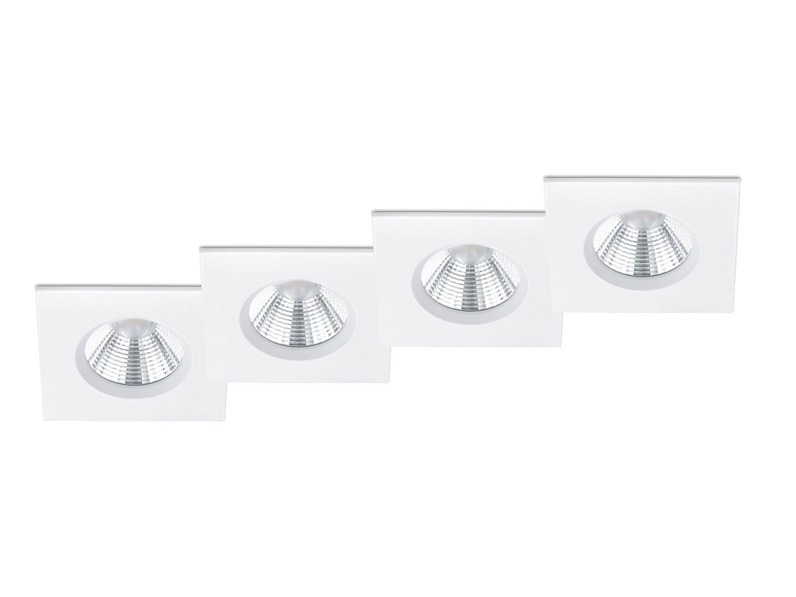 TRIO Leuchten LED Einbaustrahler, Dimmfunktion, LED fest integriert, Warmweiß, 4er-SET Deckeneinbauleuchte, Badlampe Decke Dusche Weiß 8 x 8cm IP 65