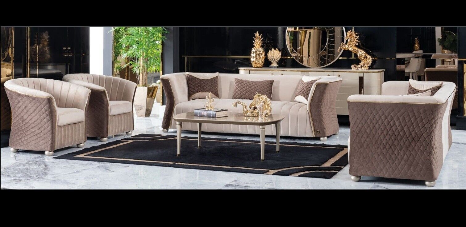 JVmoebel Wohnzimmer-Set Modern Luxus elegant Sitzgarnitur 3+3+1+1 Sitzer Sofas Polstermöbel, (4-St)