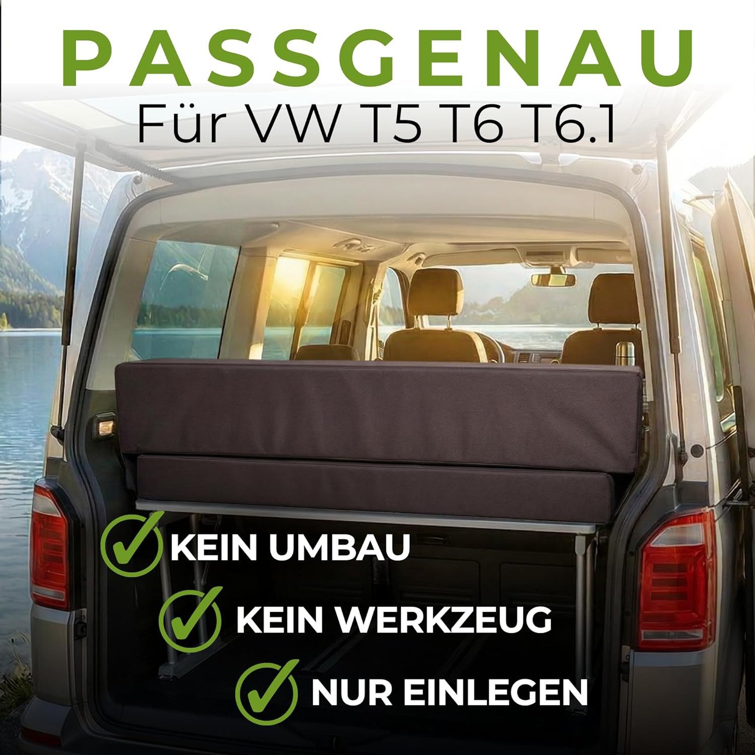 Klappmatratze T5-Matratze, T6, T6.1, Multivan, VW Bus Matratze, shogazi ®, 12 cm hoch, (3-tlg), 12 cm orthopädischer Kaltschaum, OEKO TEX® STANDARD 100