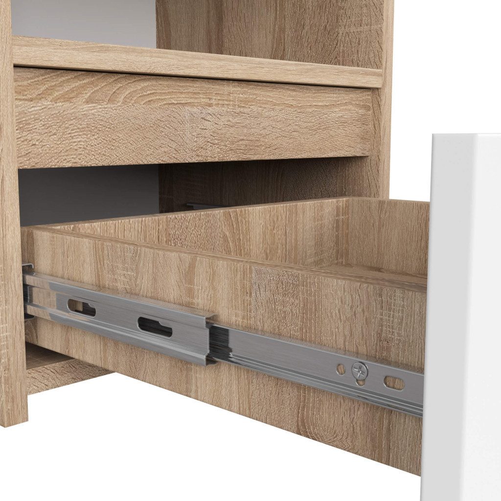 Home Collective Kommode 40 cm breit Holz Highboard Sideboard für Flur Schlafzimmer Wohnzimmer (Mehrzweckschrank Schrank schmal Kommode Schlafzimmer mit Schubladen), Kinderzimmer Organizer, 40 cm hoch mit 1 Schublade sonoma-weiß