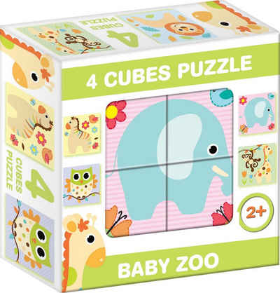 Dohany Würfelpuzzle Bilderwürfel 4-tlg. Zoo Zootiere Kinderpuzzle, Puzzleteile