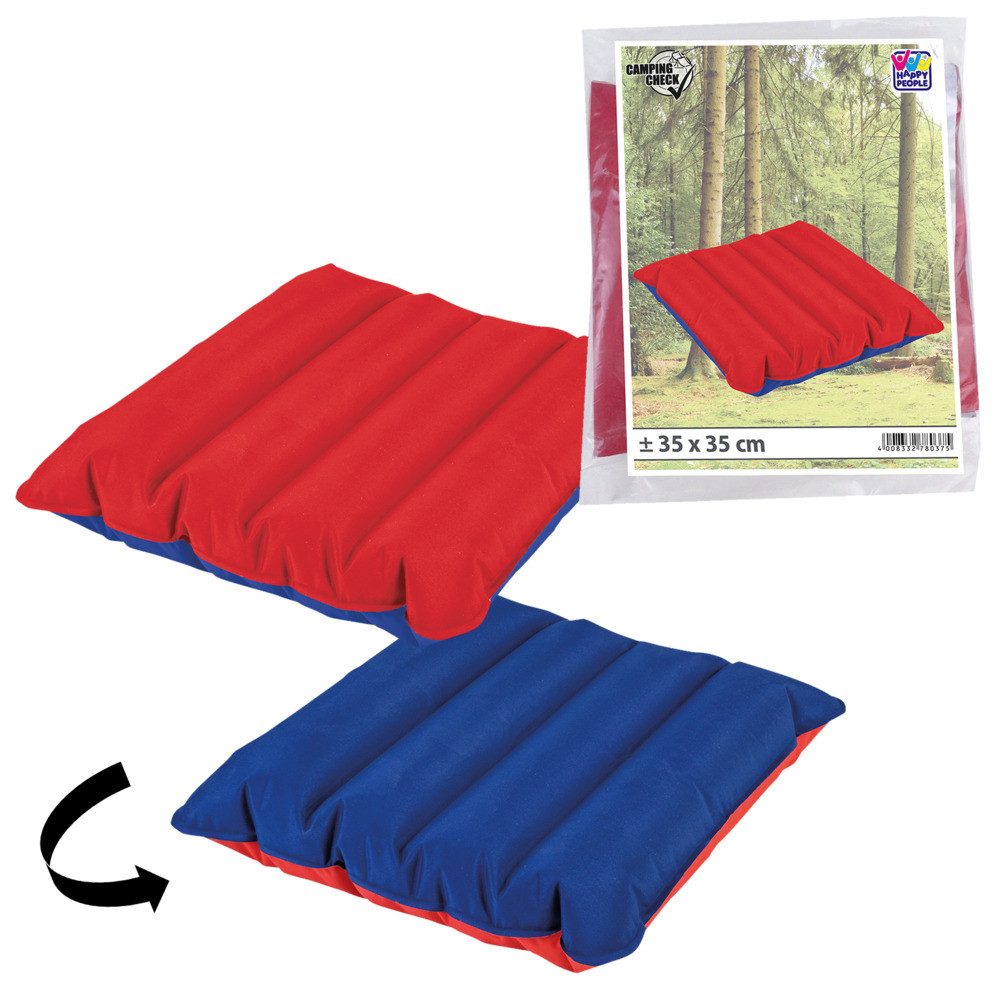 Happy People Sitzkissen Sitzkissen Luftkissen Mikrofaser rot/blau 35x35cm
