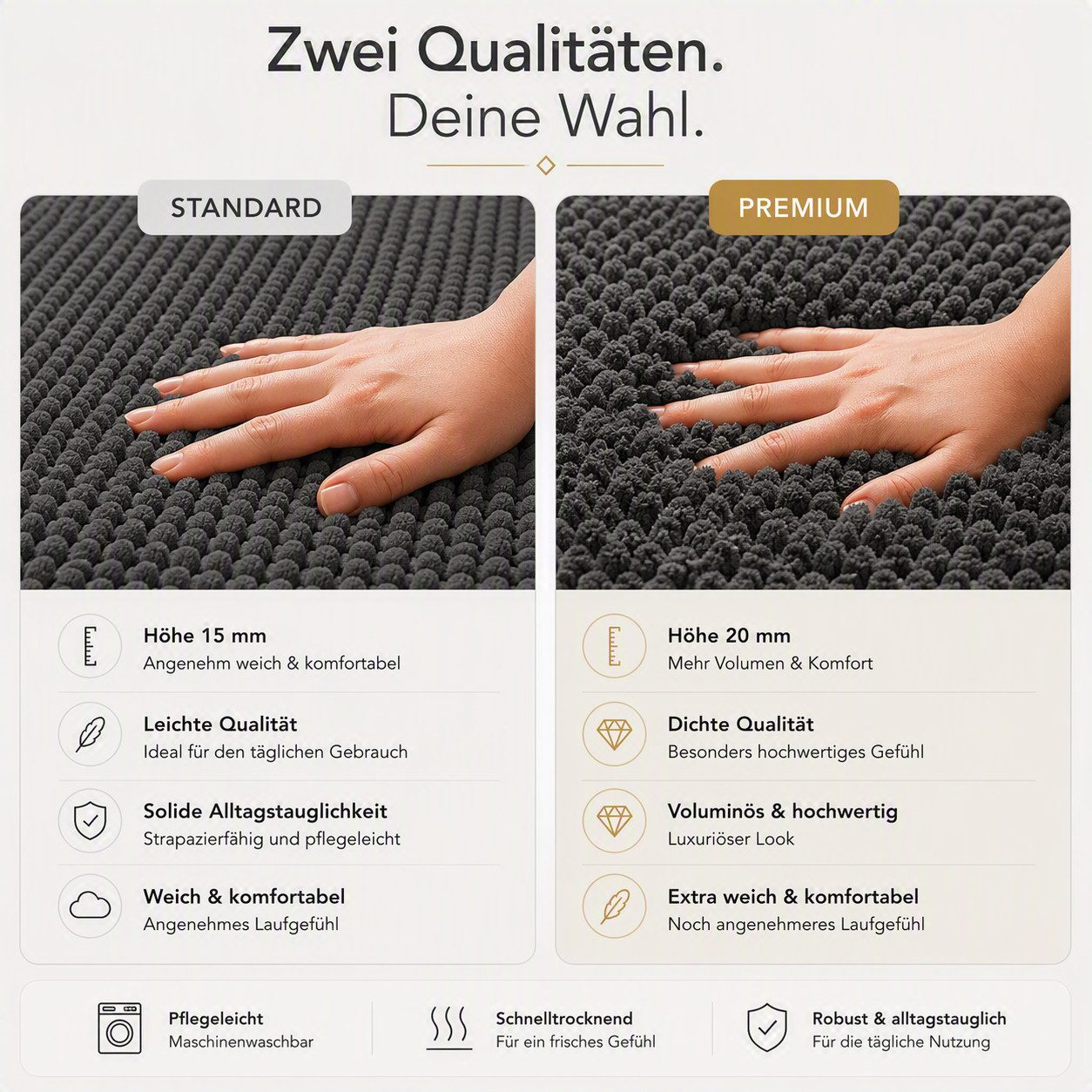 OTTO home Badematte Vanessa Chenille, Standard & Premium, 15cm oder 20cm, auch als 2er Set, rutschhemmend beschichtet, schnell trocknend, strapazierfähig, fußbo – Bild 3 von 5