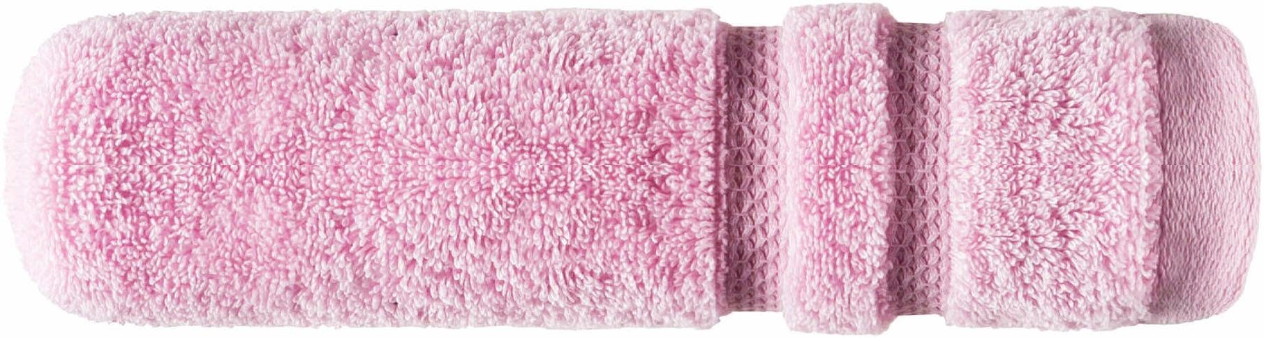 flauschig, (1-St), Streifenbordüre, Gästehandtuch 100% & extrem Baumwolle rosa Micro saugfähig Egeria Touch, Walkfrottee