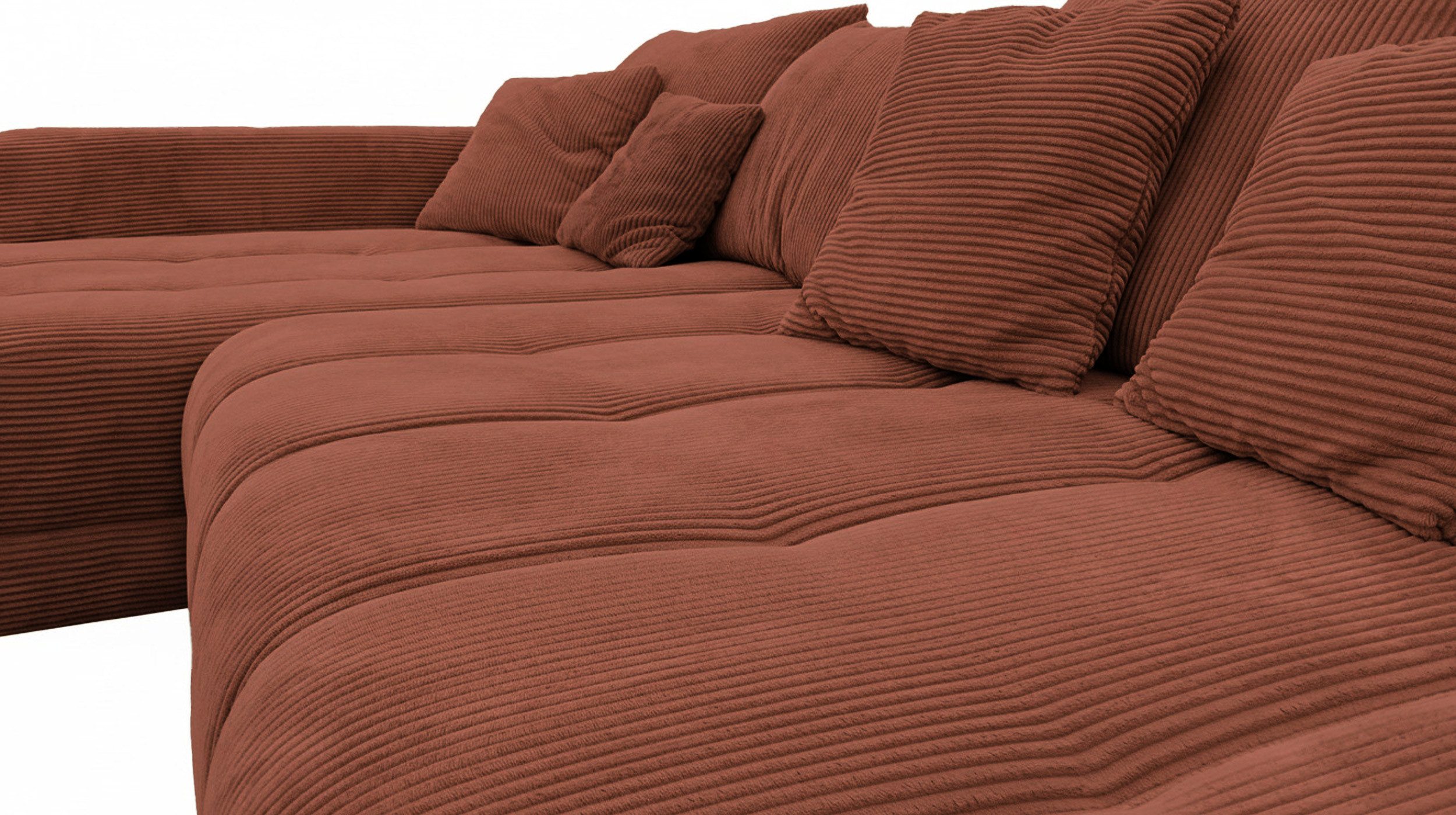 Massivart® Ecksofa Cord 300x215 cm / Nosagfederung / L-Form Cordsofa / ARTEMIS, inkl. Kissen-Set · frei im Raum stellbar – Bild 4 von 5