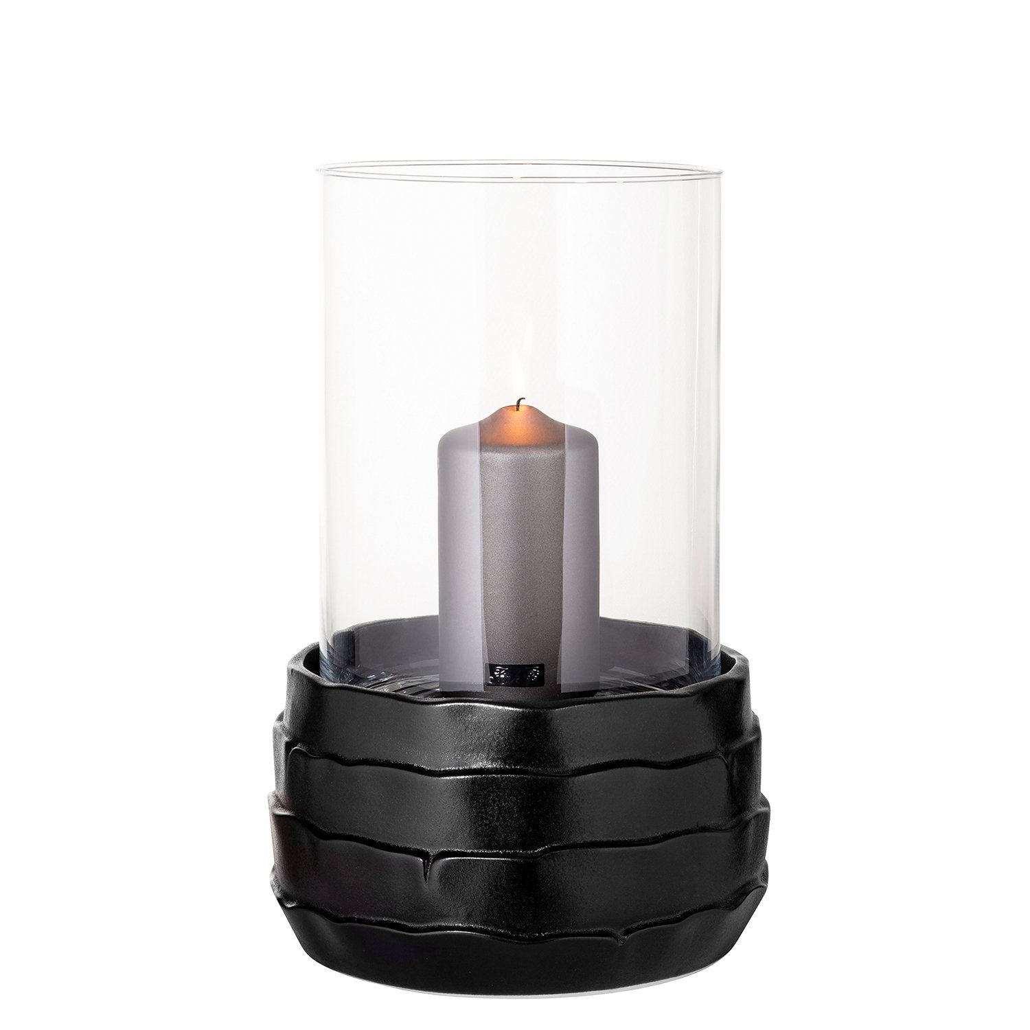 nicht Glas - + Fink COCON - Ø 25cm - x (Keramikbasis Glas), - schwarz Keramik Windlicht Windlicht H.34cm outdoorgeeignet