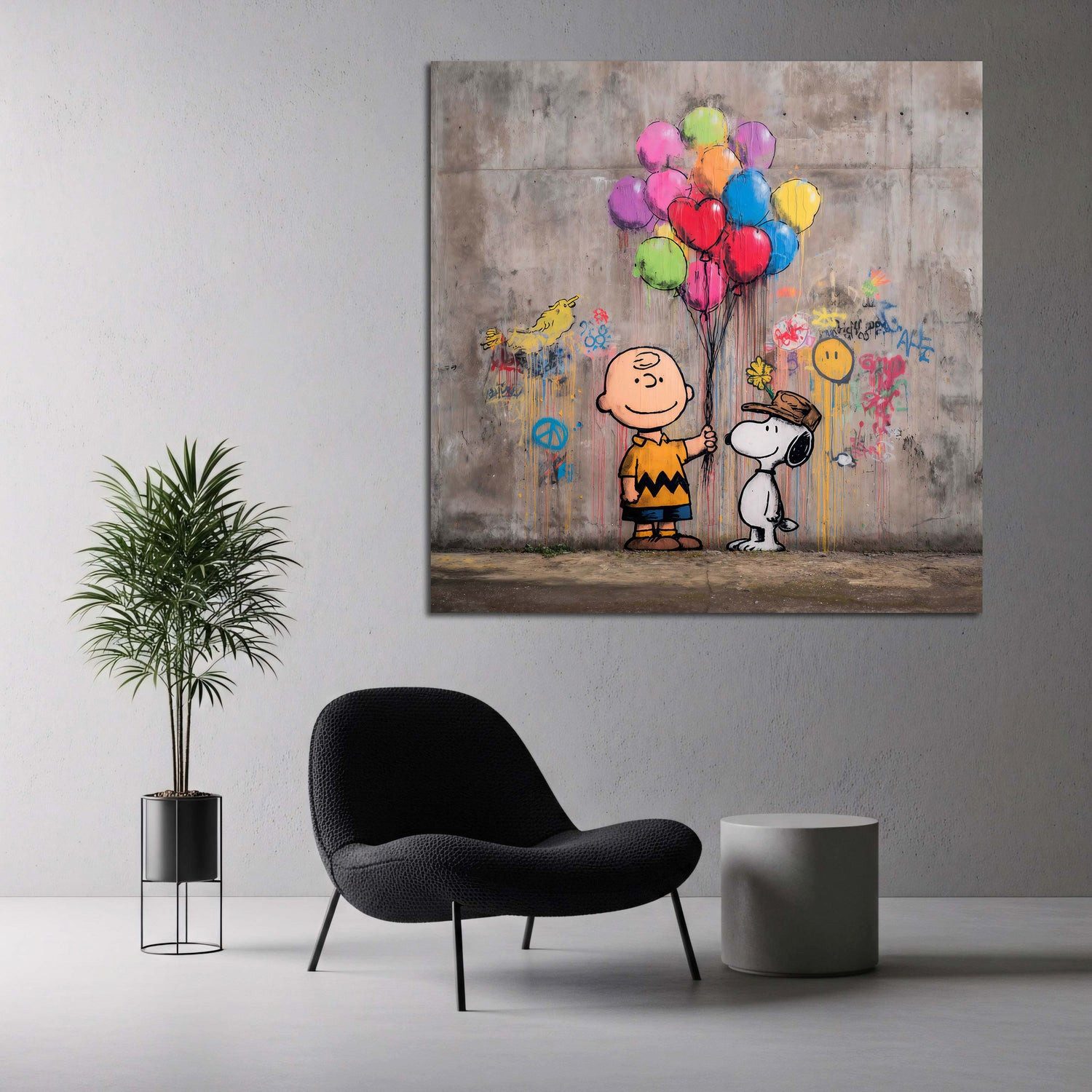 Artedinoi Leinwandbild Pop Art Freundschaft Comicstil Graffiti Leinwandbild Wandbild Kunstdru, Zwei Comicfiguren, Freundschaft