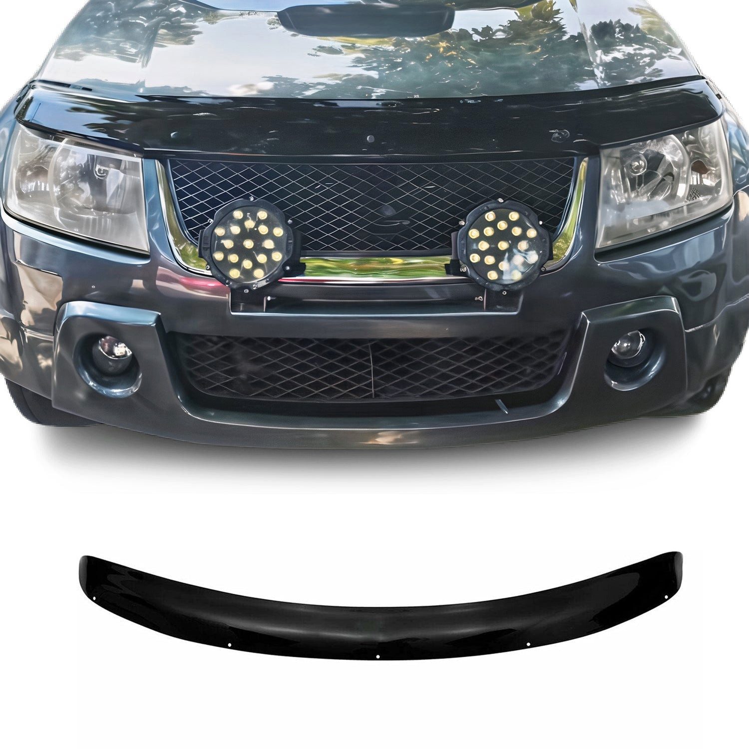 OMAC Lüftungsgitter Motorhaube Deflektor schutz für Suzuki Grand Vitara 2005-2015 Dunkel (1 St), Luftabweiser, Abweiser, Schneeschutz, Langlebig,Einfache Montage