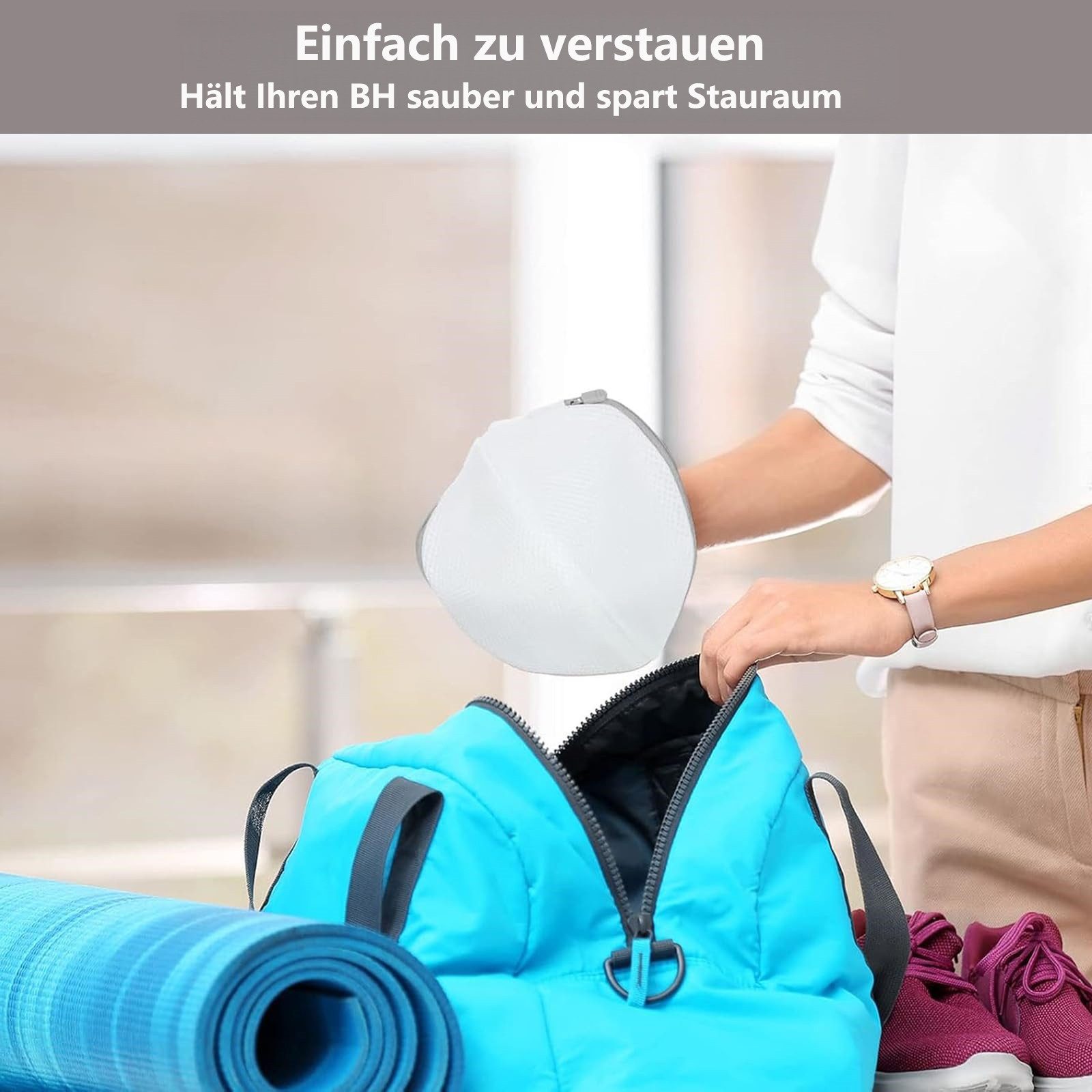 FOUORTUNATE-BEE Wäschenetz 4 Stück Wäschenetz BH, BH Wäschenetz für Waschmaschine,(Wäschesäckchen für Unterwäsche und Socken, Halbkreisform, 4-St., Schützt Empf – Bild 5 von 5