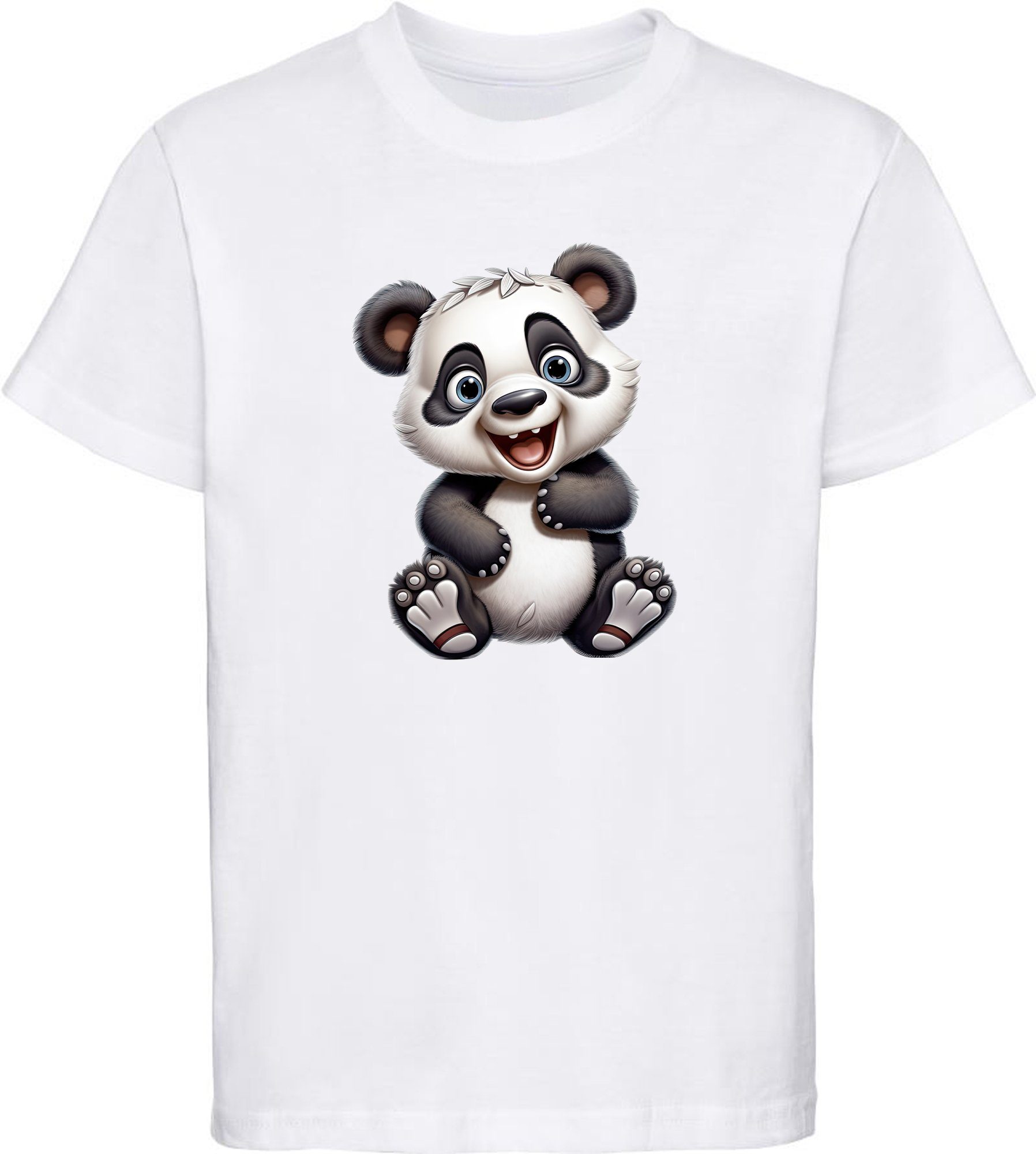 MyDesign24 T-Shirt Kinder Wildtier Print Shirt bedruckt - Baby Panda Bär Baumwollshirt mit Aufdruck, i277 weiss | T-Shirts
