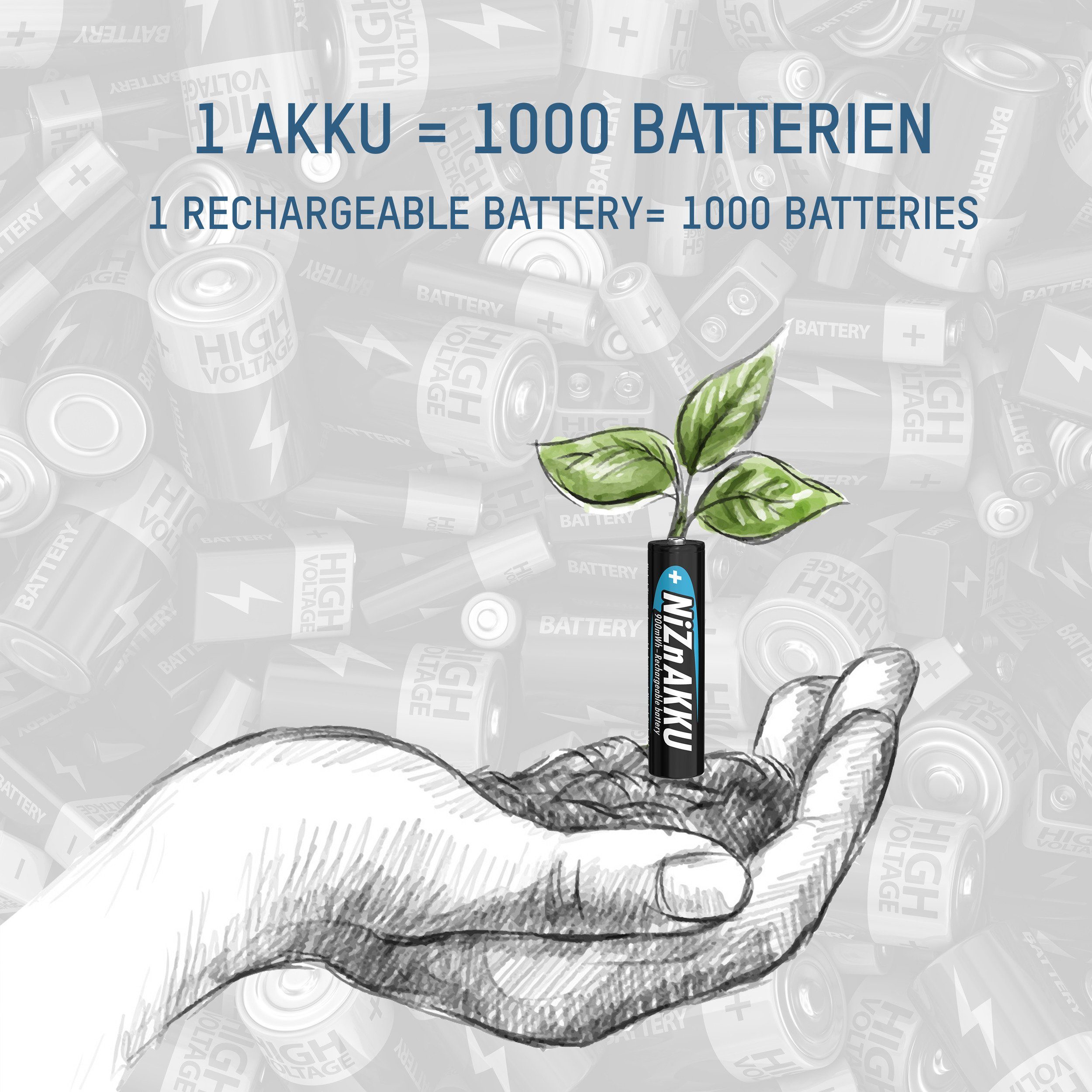 ANSMANN® Micro AAA V) wiederaufladbare 1,6V NiZn (900mWh), Stück 550mAh 8 Batterien Akku - 550 mAh (1.6 Akku