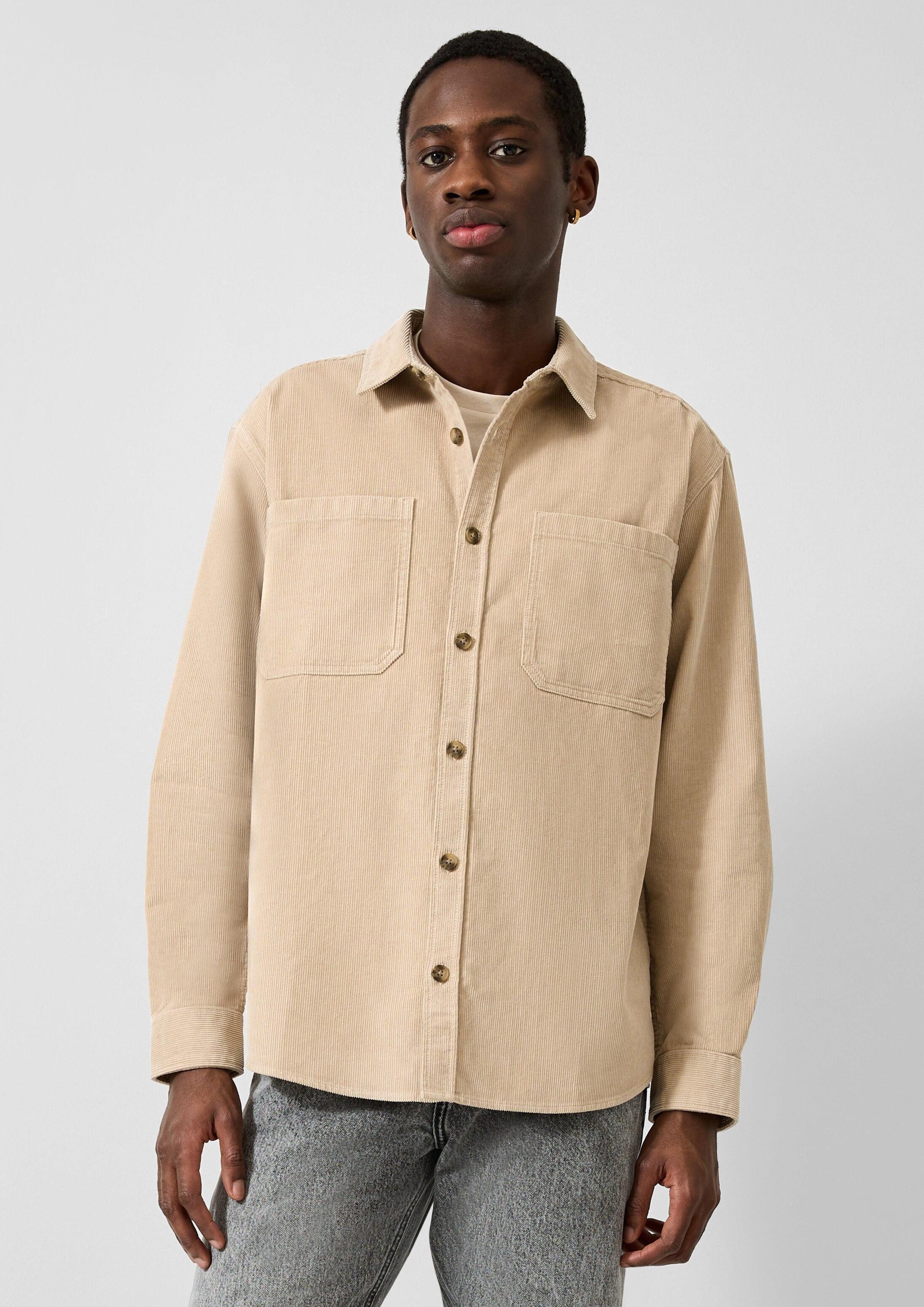 QS Langarmhemd Hemd Relaxed Fit Cordhemd
