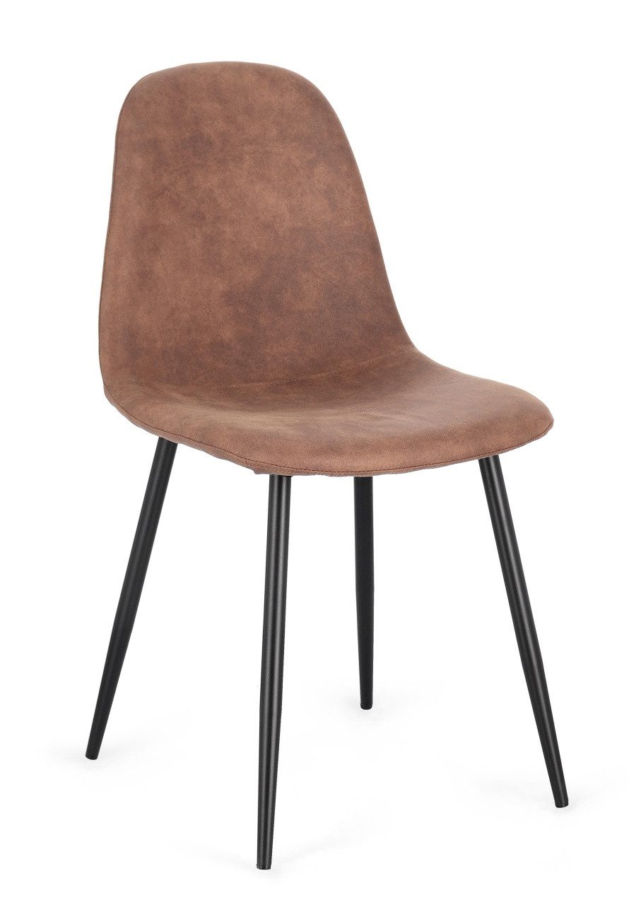 Stuhl Esszimmerstuhl New Irelia 4er- Set aus Kunstleder, Cognac