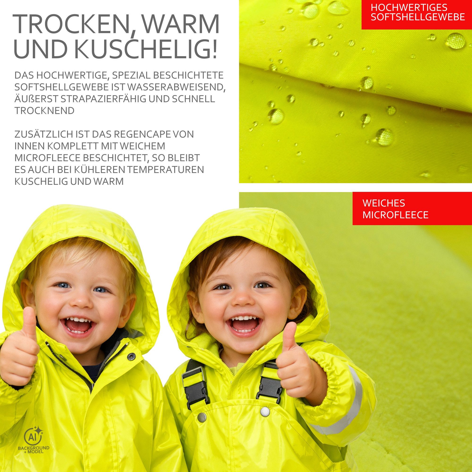 BambiniWelt by Rafael K. Fahrradkindersitz Regencape Regenponcho für Kinderfahrradsitz Reflektorstreifen, Kinderhelm passt unter die Kapuze – Bild 3 von 5