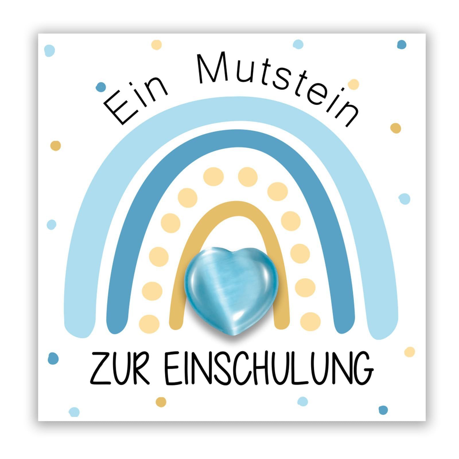 FOUORTUNATE-BEE Mineralstein Mutstein für Kinder Einschulung Geschenk Mutmacher, (Glücksbringer Schulanfang Mutstein mit Karte, Geschenke zur Einschulung Schultüte)