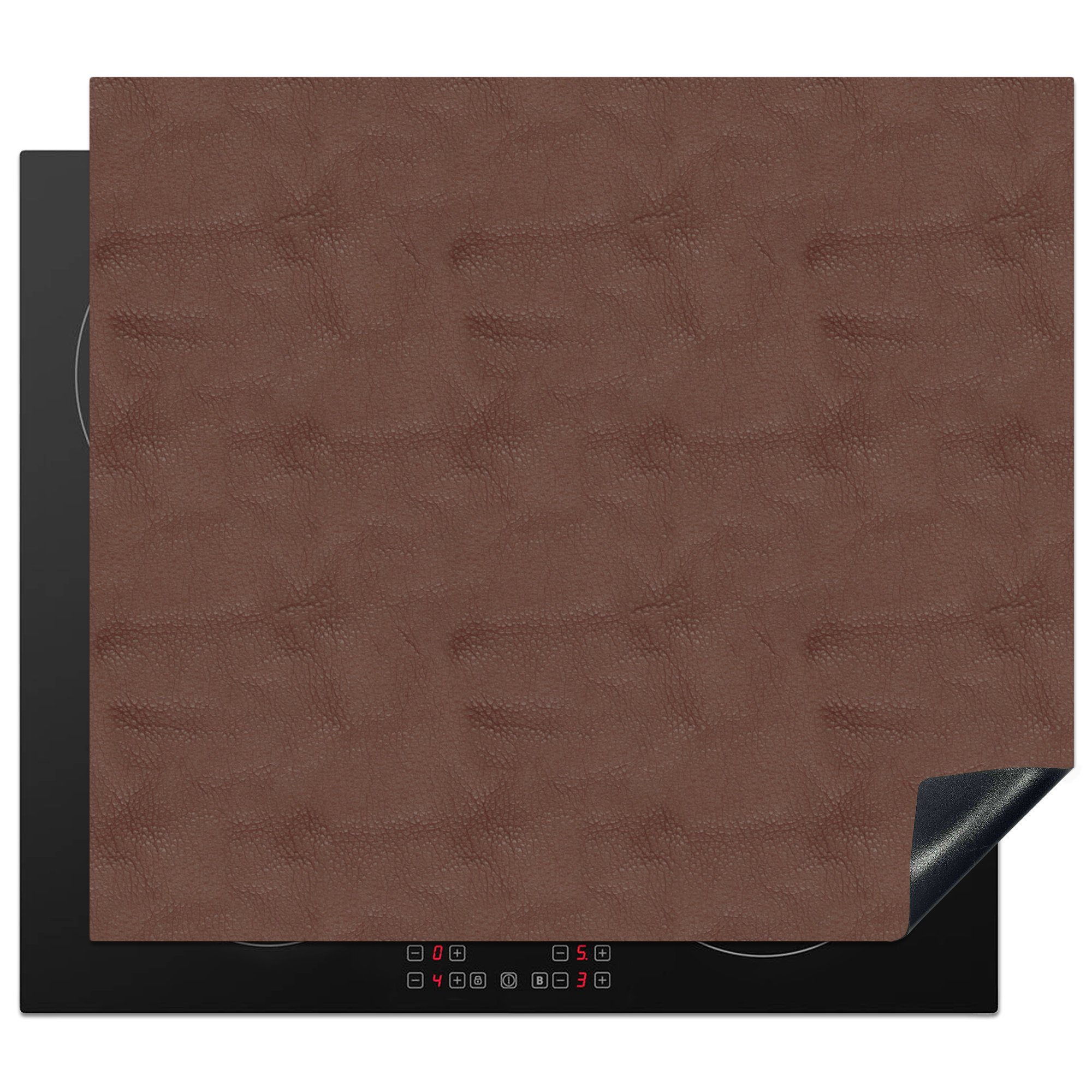MuchoWow Herdblende-/Abdeckplatte Leder - Rot (1 Vinyl, - Induktionsschutz, Ceranfeldabdeckung Tiere, 59x51 cm, tlg), Induktionskochfeld