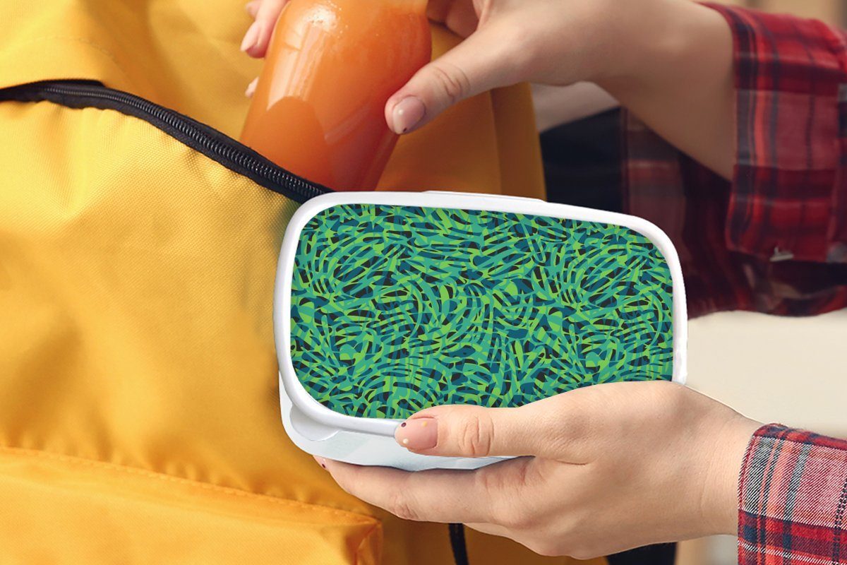 MuchoWow Lunchbox Dschungel - Tiere Kunststoff, (2-tlg), für Jungs Kinder weiß Muster, Mädchen und Erwachsene, Brotdose, für Brotbox - und