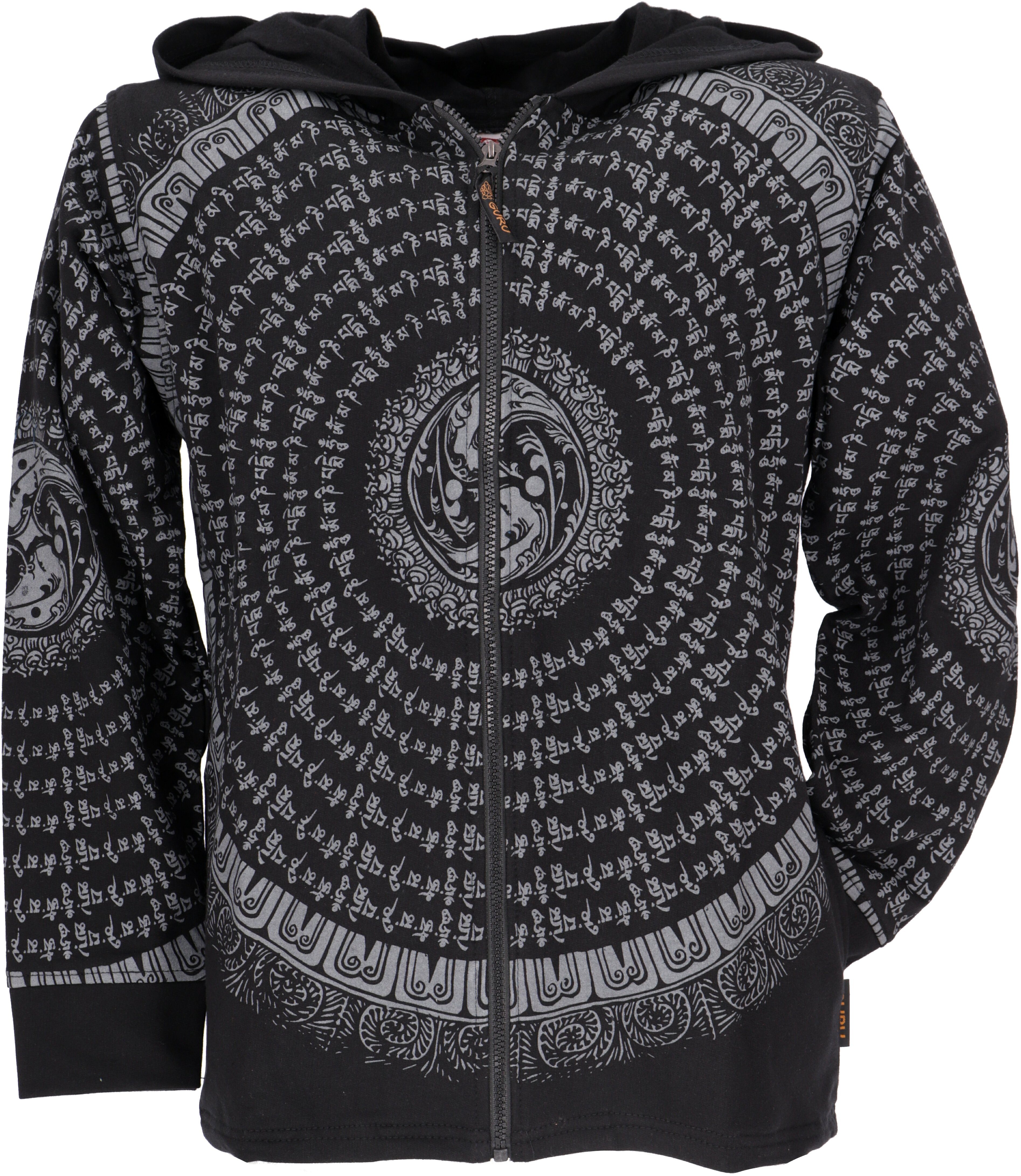 Guru-Shop Strickjacke Goa Jacke, Sweatshirt Jacke mit Mandala - schwarz Hippie, Ethno Style, alternative Bekleidung