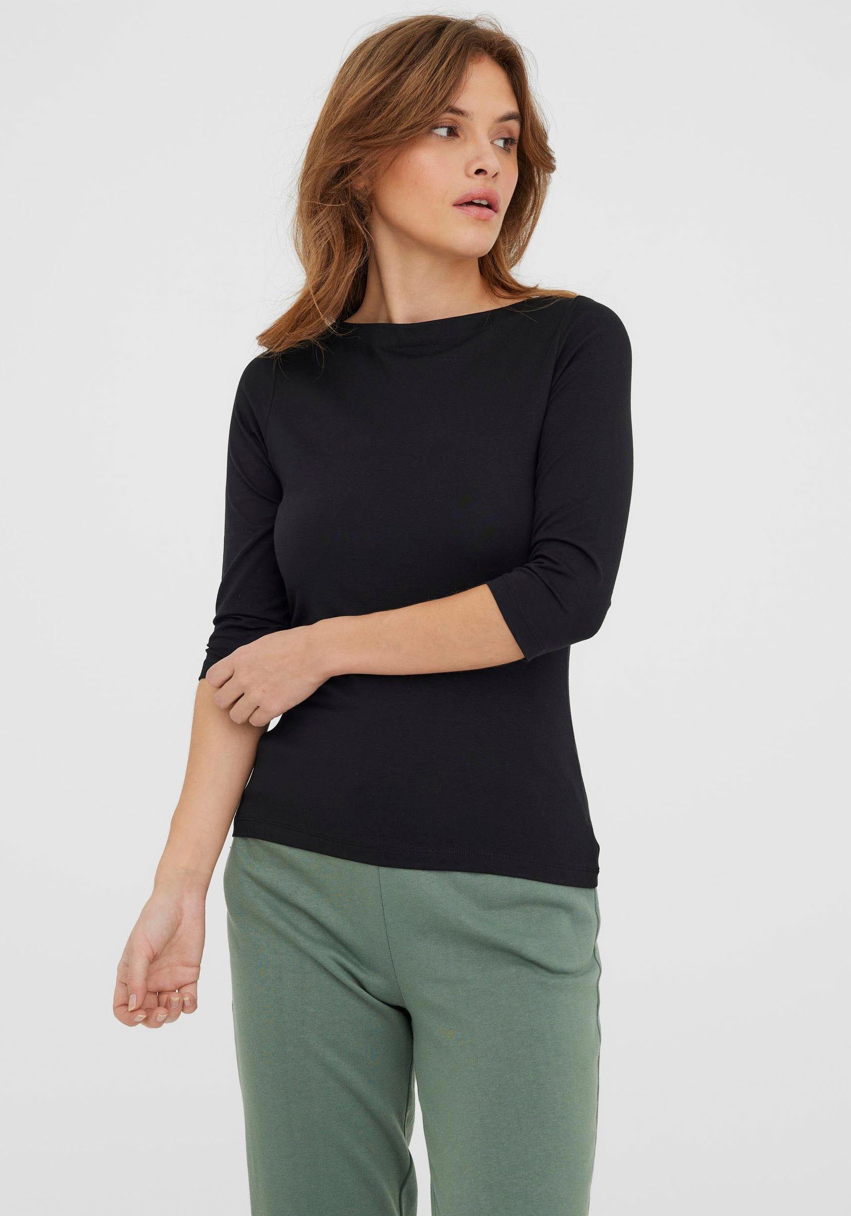 Vero Moda 3/4-Arm-Shirt VMPANDA MODAL 3/4 TOP JRS NOOS black