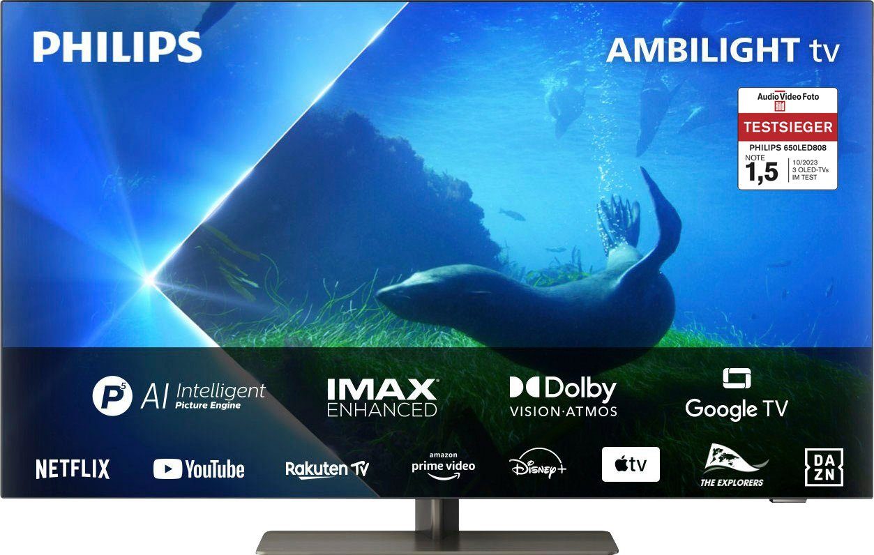 OLED-Fernseher 65OLED808/12 Philips 4K Ultra cm/65 Zoll, (164 HD, TV, Android Smart-TV,