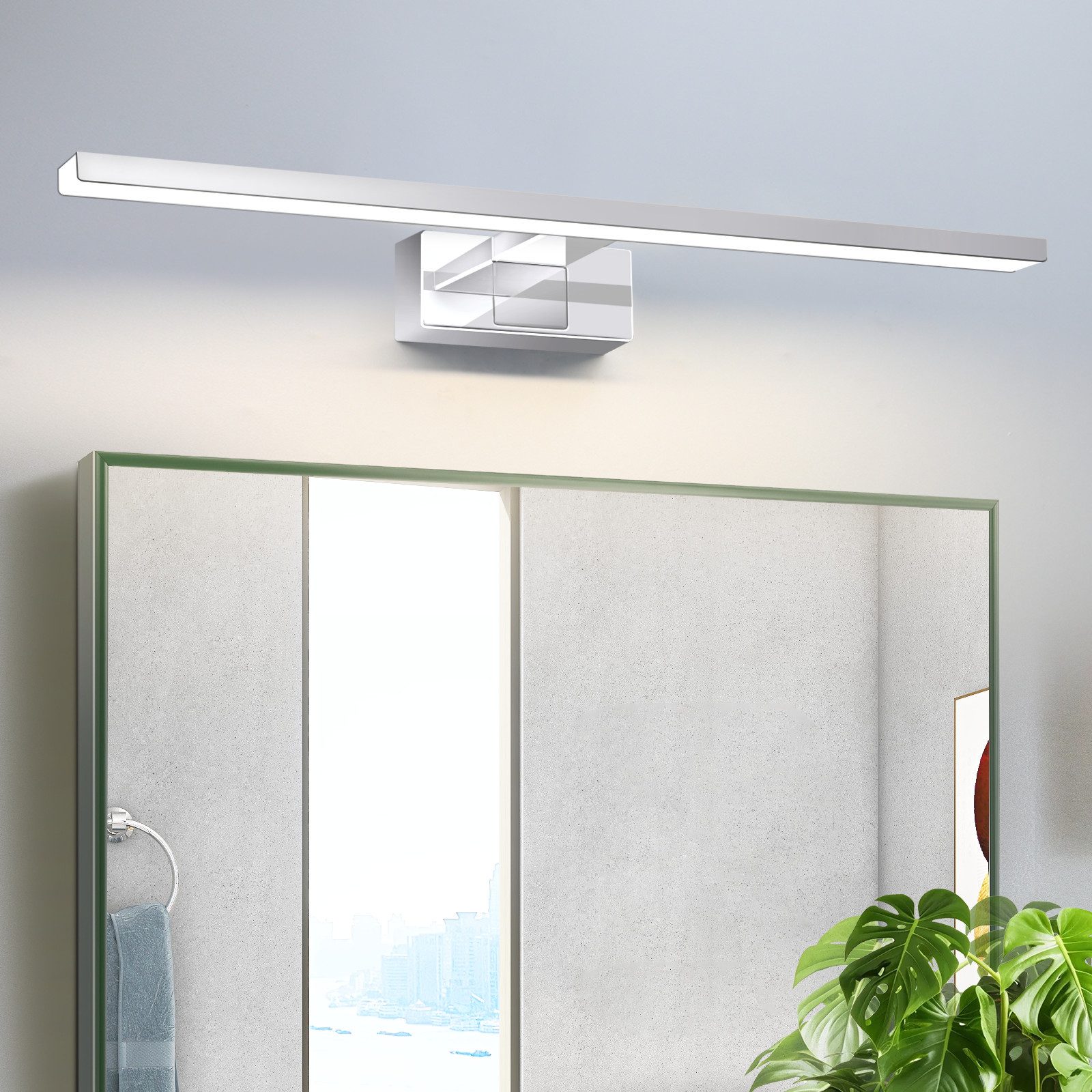 ZMH LED Spiegelleuchte 60cm Modern Chrom Wandlampe 4000K Spiegelschrank, Au günstig online kaufen