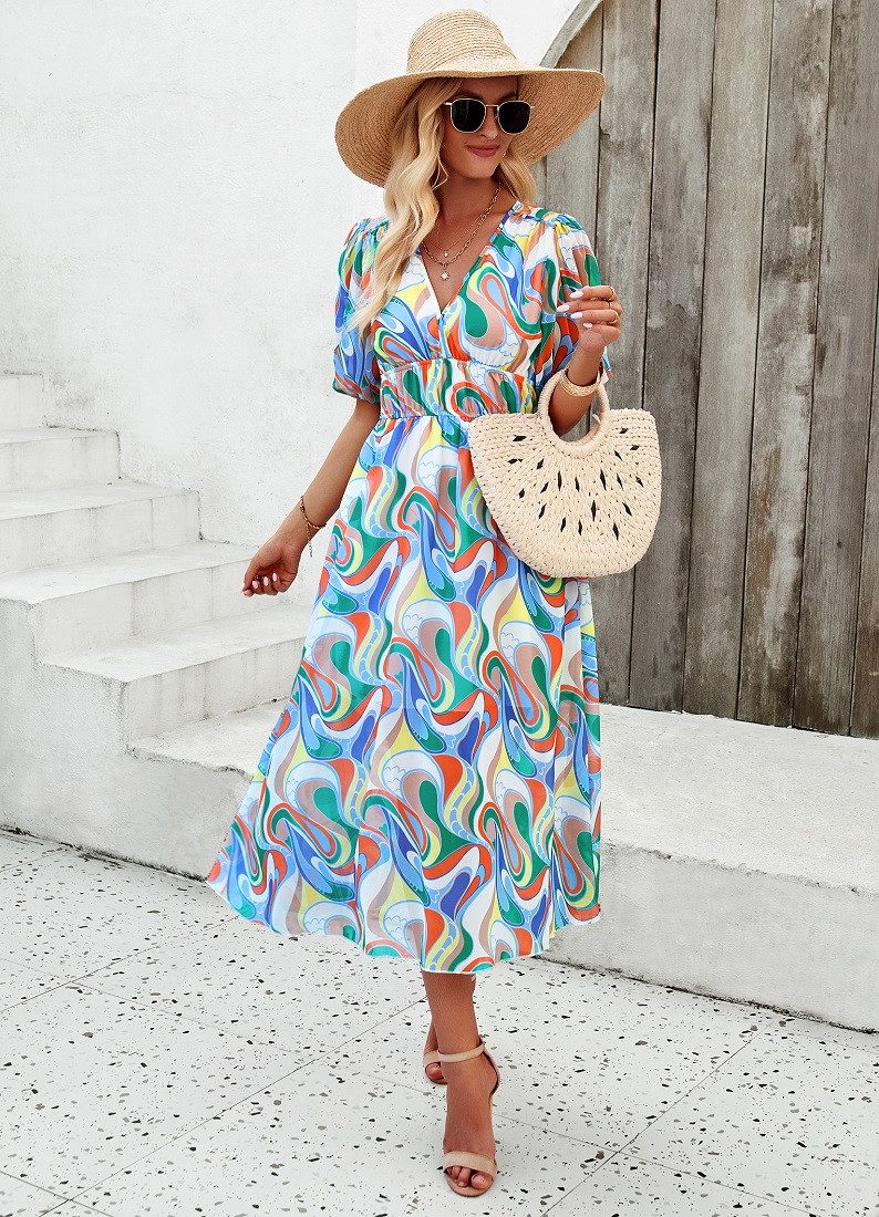 DEBAIJIA Dirndl Sommerkleid Damen Frauen Bedruckter günstig online kaufen