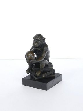 AFG Dekoobjekt Bronze Figur Affe mit Schädel der Denker