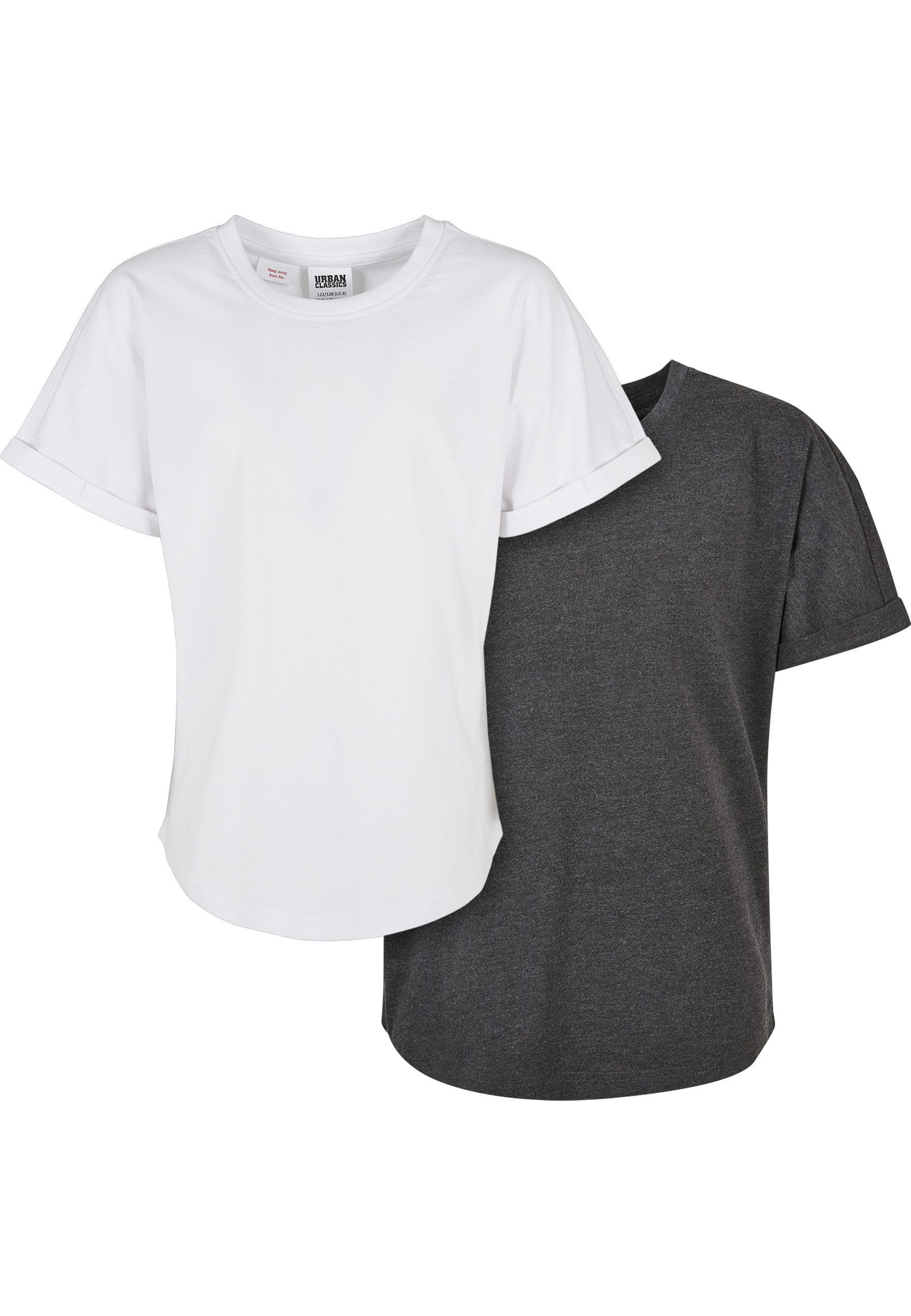 Kurzarmshirt Urban Classics Herren Boys Long Shaped Turnup Tee 2-Pack
