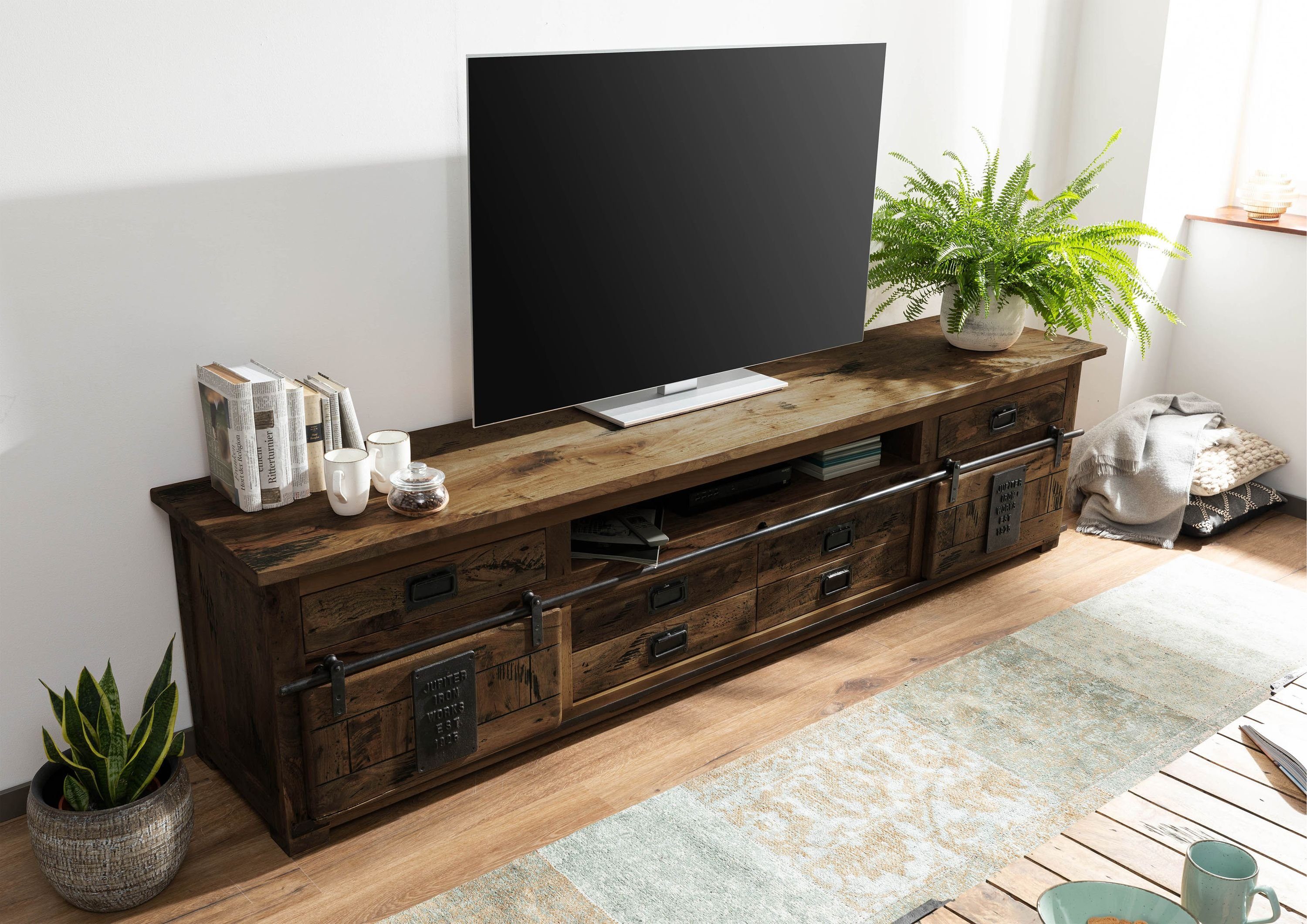 Massivmoebel24 TV-Board (TV-Board Mango 240x50x60 braun günstig online kaufen