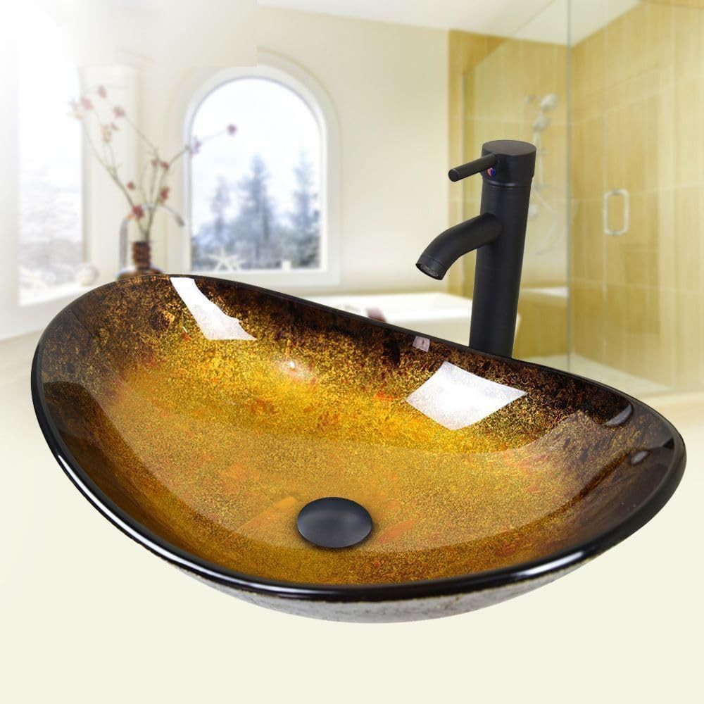 Puluomis Aufsatzwaschbecken Waschbecken Set mit Wasserhahn günstig online kaufen