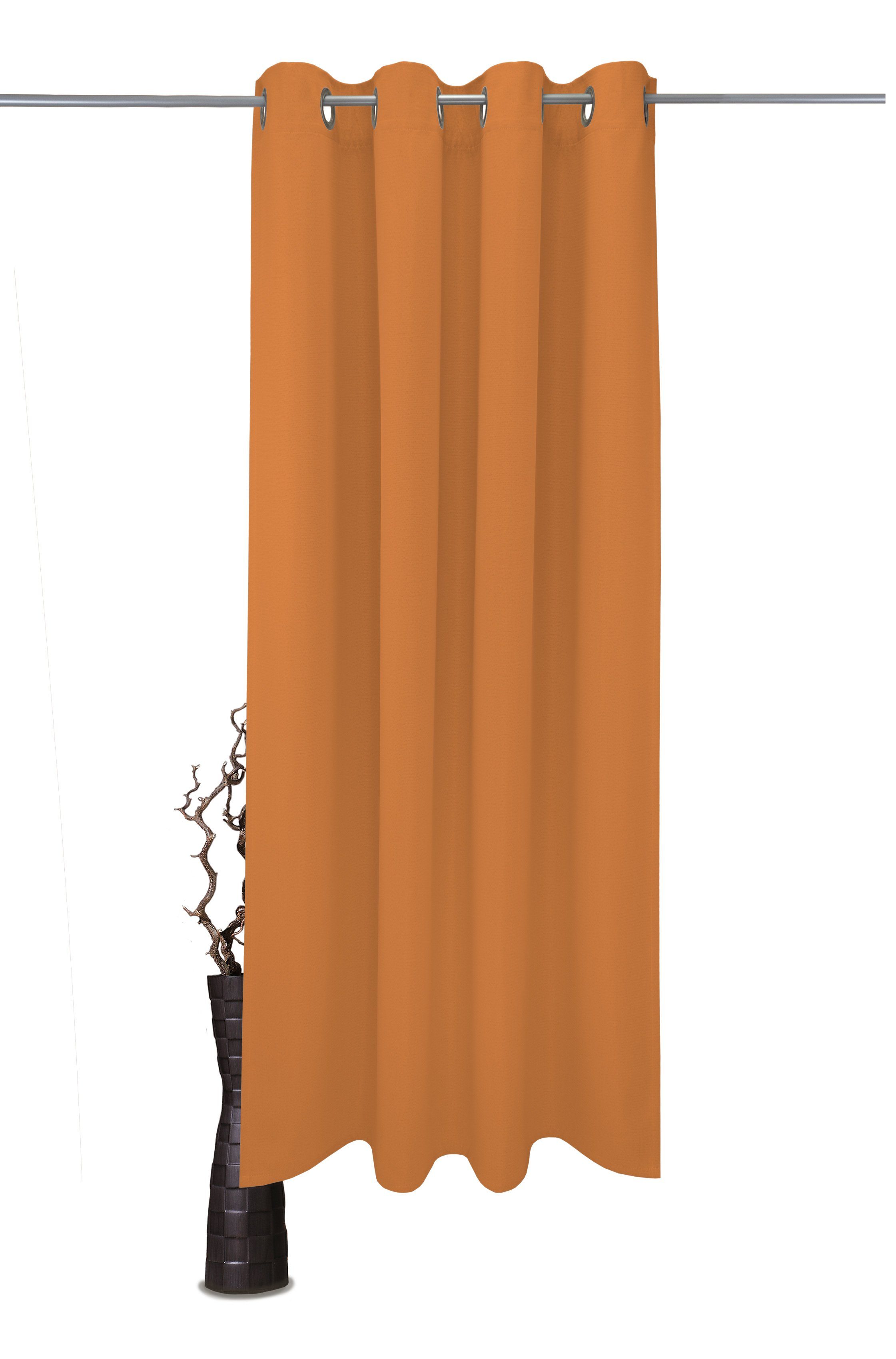 Vorhang Sandro, VHG, Ösen (1 St), abdunkelnd, Polyester, Verdunkler, einfarbig, Breite 140 cm orange