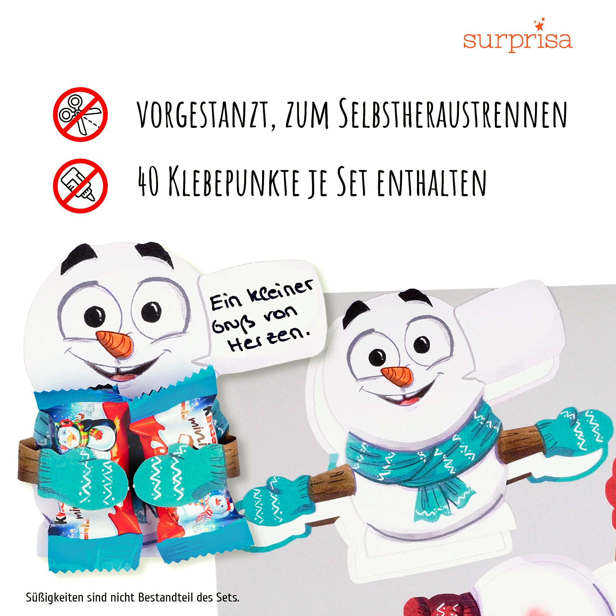 SURPRISA Grußkarte Sweet Hugs - für individuelle Geschenke, Geschenkkarte mit persönlicher Note für viele kleine Geschenke