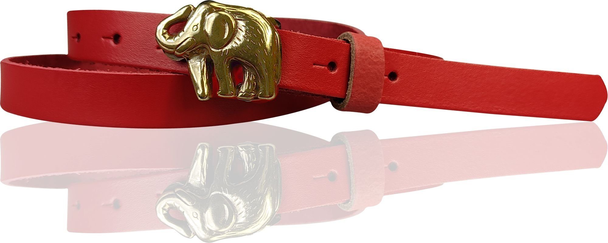 goldener Hüftgürtel Rot 18726 Kindergürtel 2 FRONHOFER Elefantenschnalle, cm Ledergürtel mit