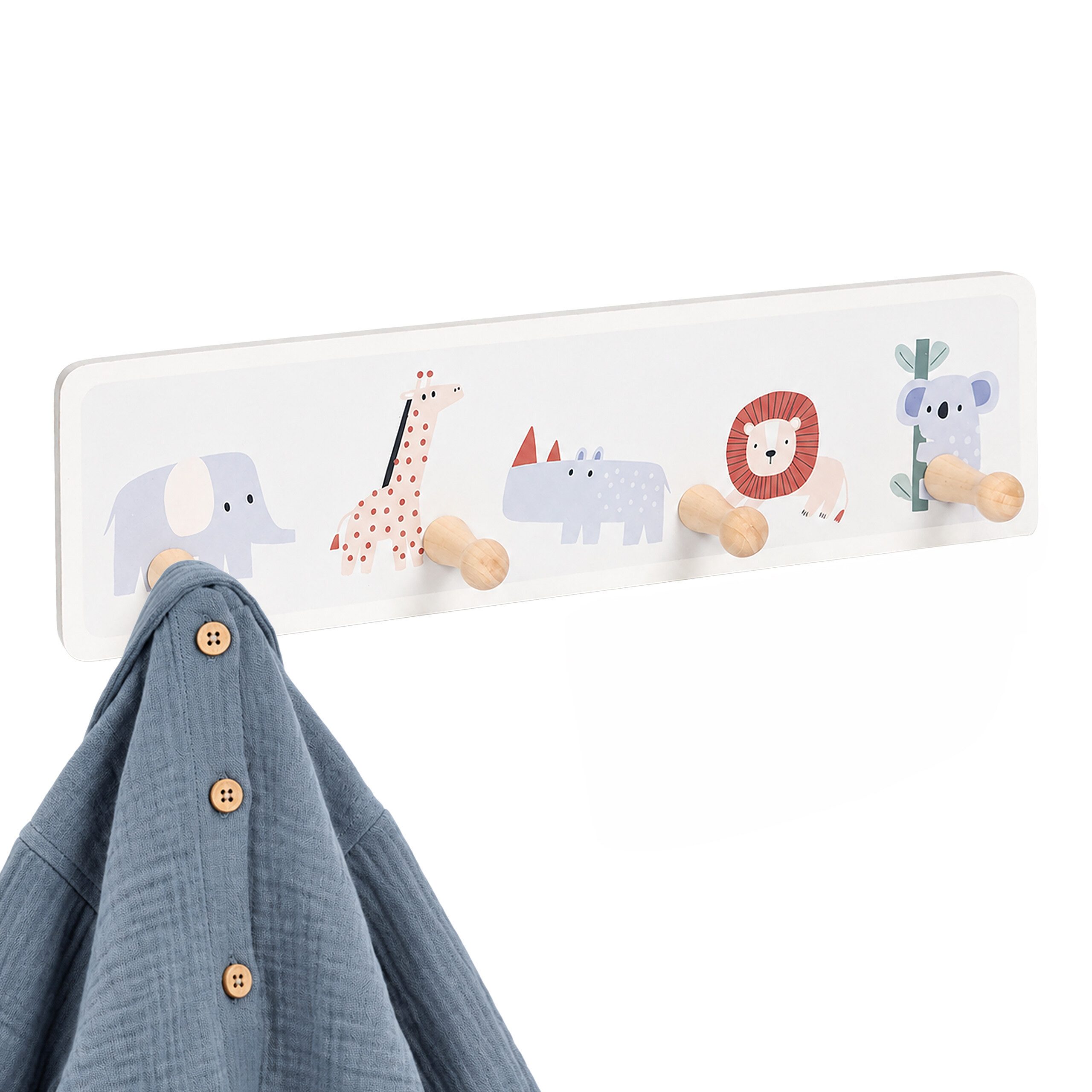 relaxdays Hakenleiste Kindergarderobe 4 Haken 10 x 38 cm, (1 St), B