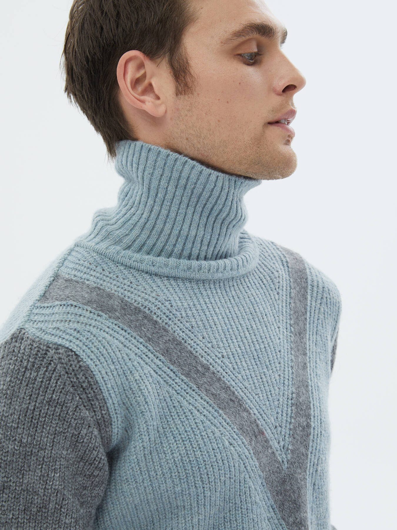 KİP Steppweste Gemusterter Strickpullover aus Wollmischung mit durchgehendem Rollkrag