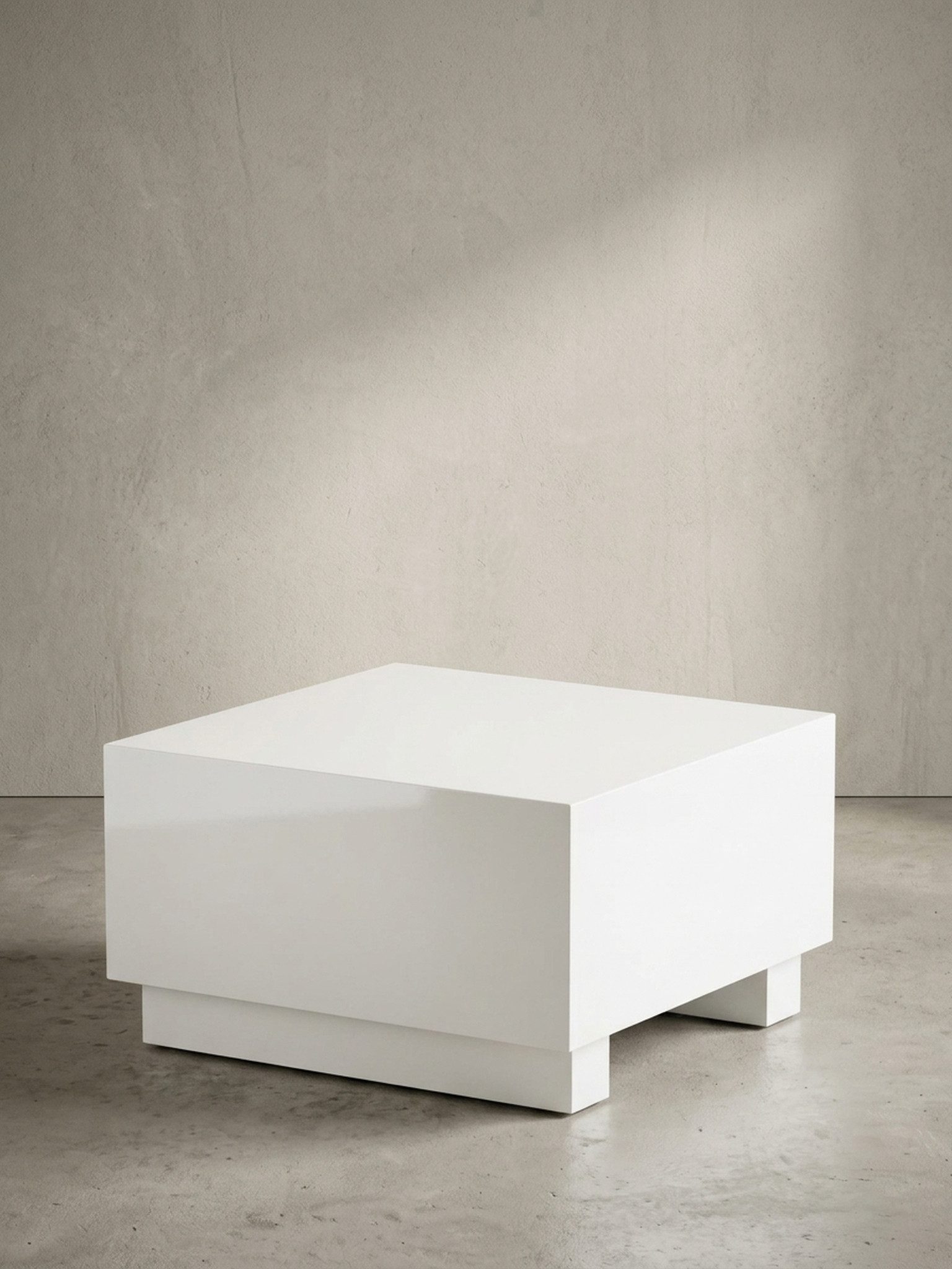 KADIMA DESIGN Couchtisch Couchtisch MONOBLOC 60x60x35 cm Weiß Hochglanz, Wohnzimmertisch Cube, Quadratisch, Design Sofatisch, Lounge Kaffeetisch Würfel-Form