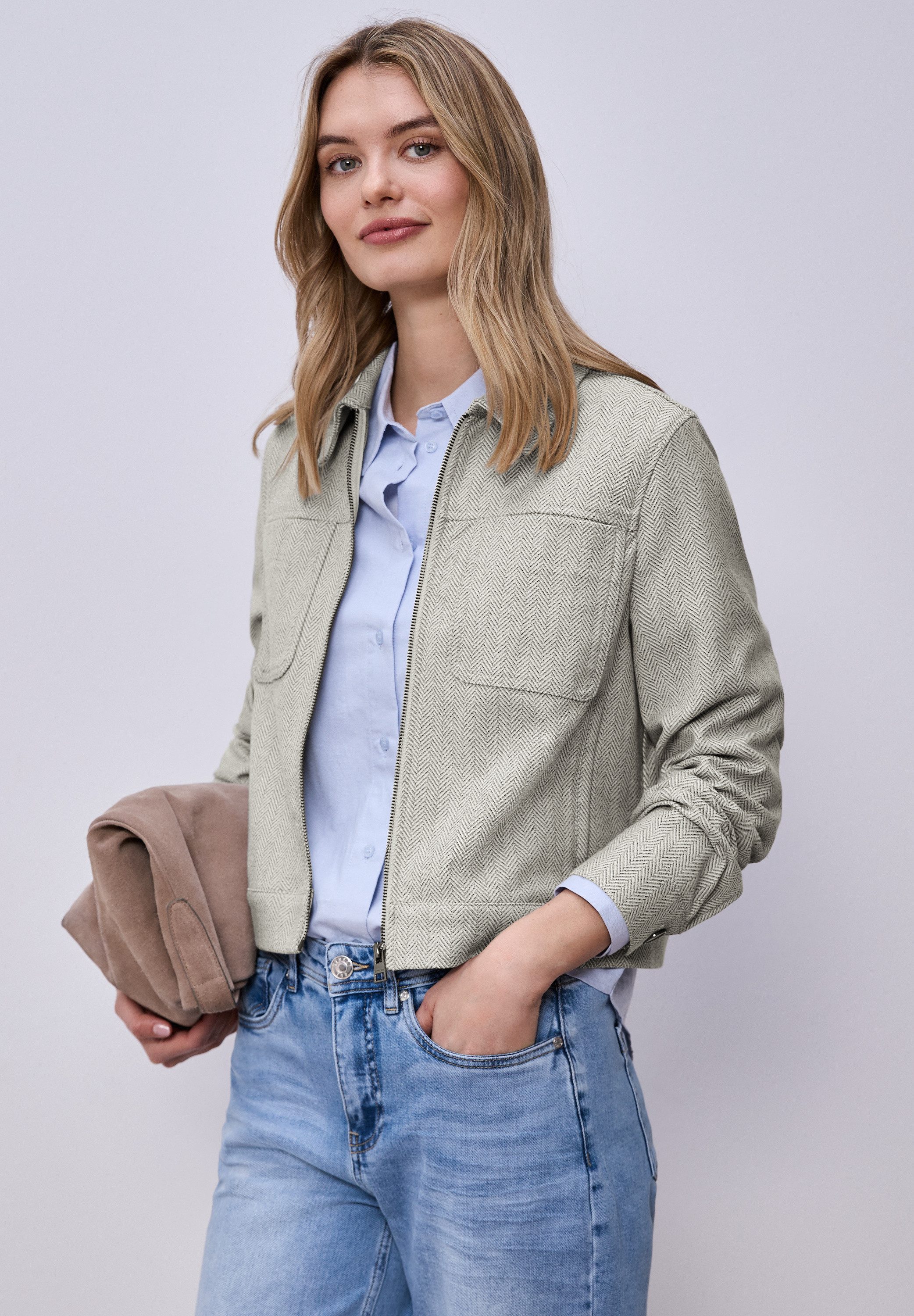 STREET ONE Blouson mit Fischgrätmuster und Zipper