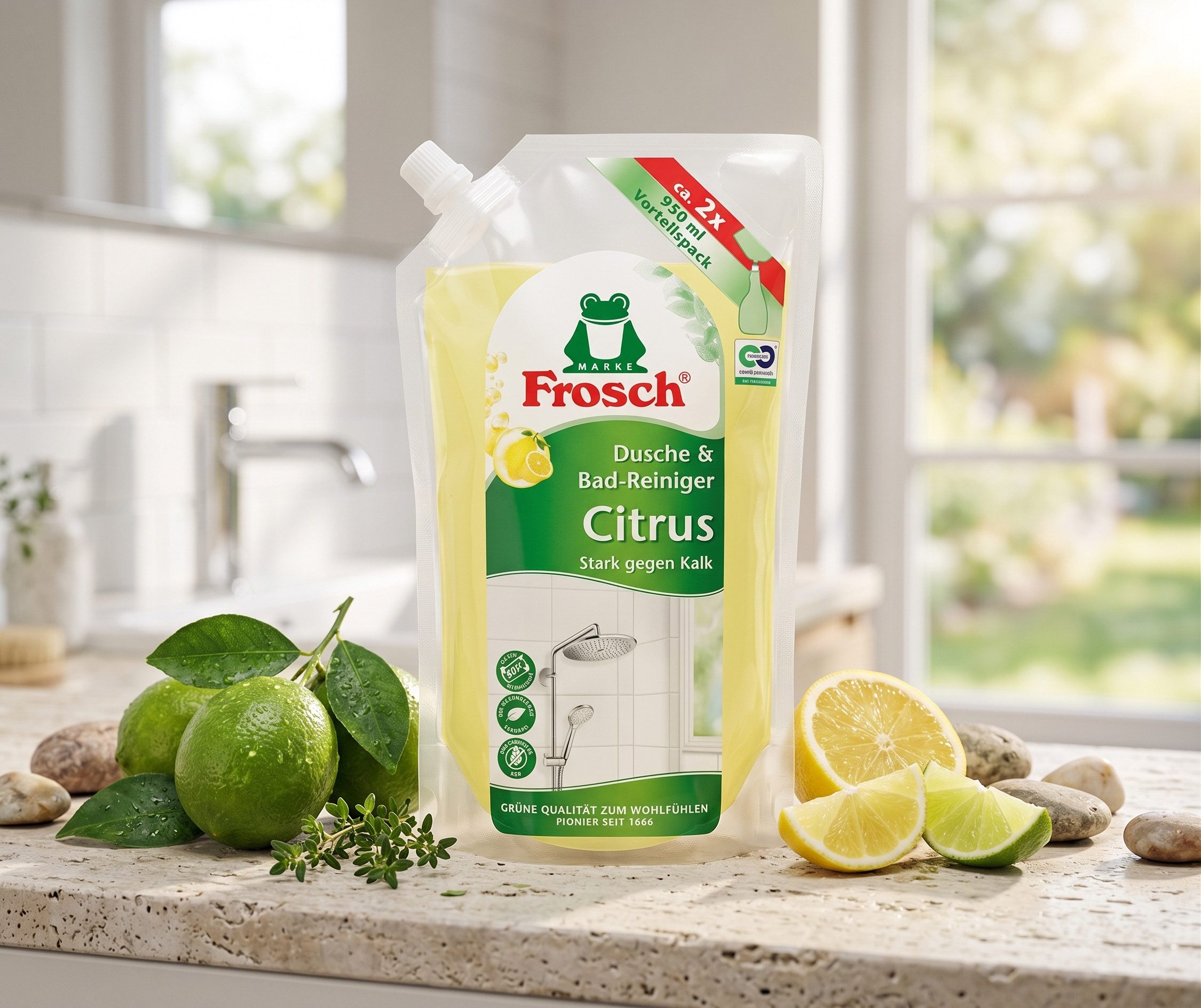 FROSCH Frosch Bad-Reiniger Citrus Nachfüllpack, 950 ml Badreiniger
