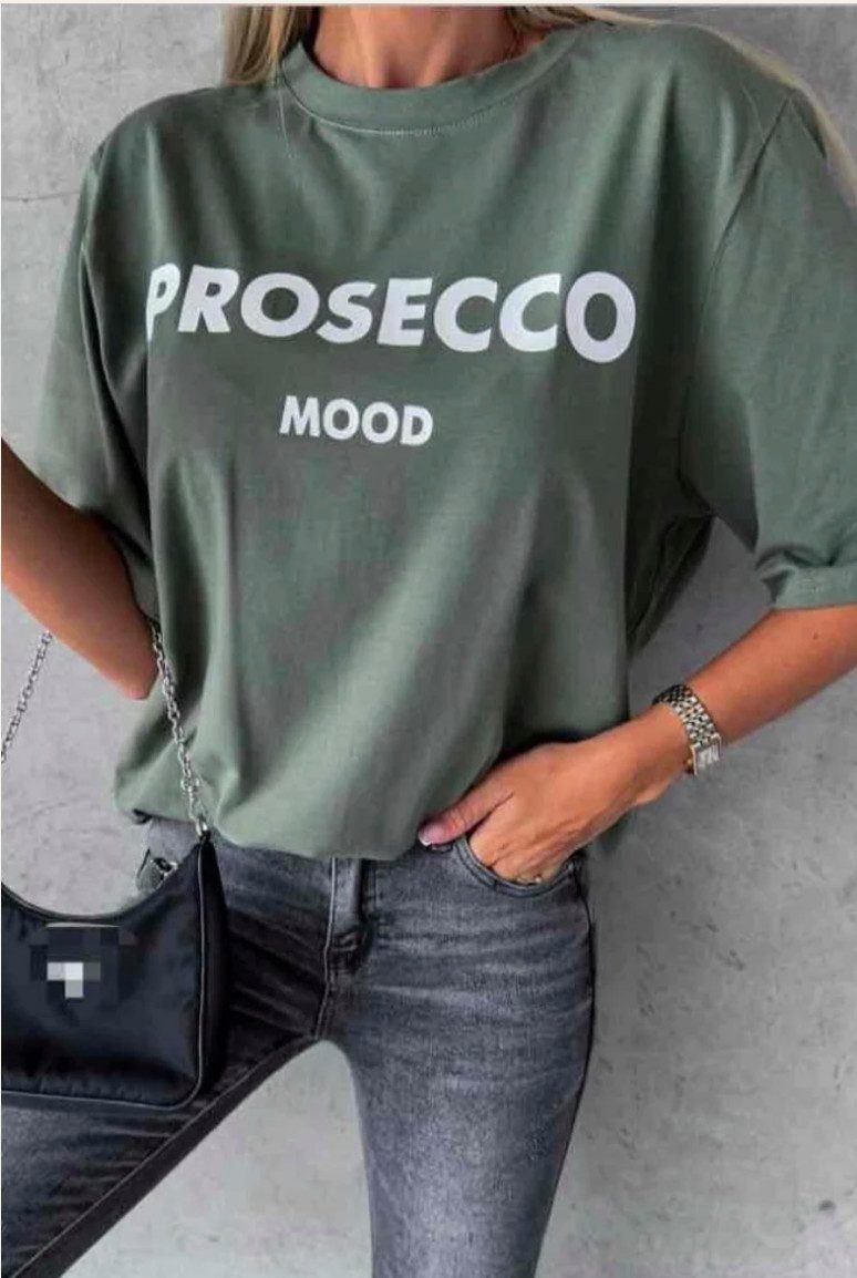 von Herzen Print-Shirt Oversize Shirt "Prosecco Mood" - Statement Shirt - Onesize