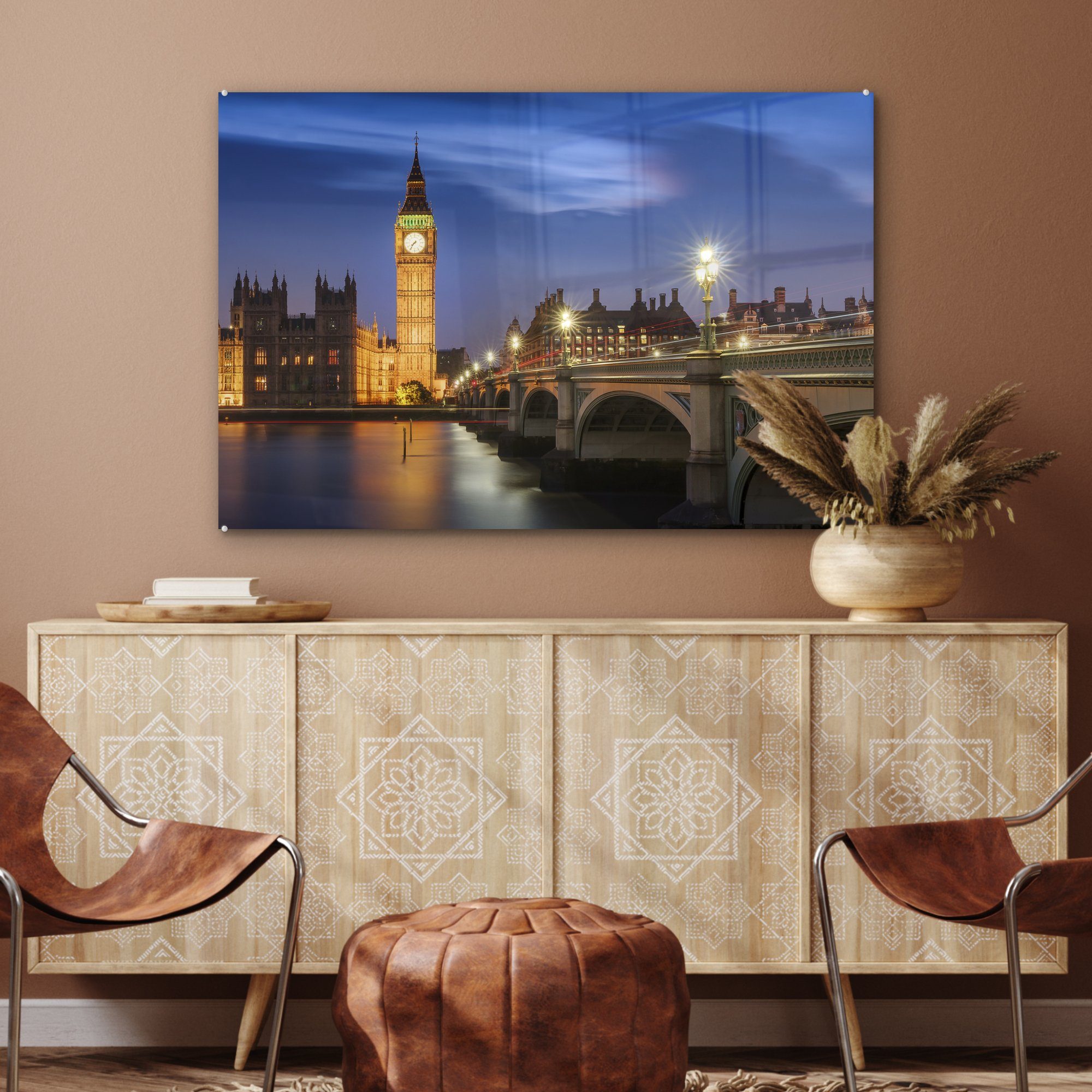 Ben Big Wolkenformation St), Acrylglasbild in & dem Schlafzimmer Wohnzimmer (1 Acrylglasbilder London, MuchoWow Farbenfrohe über