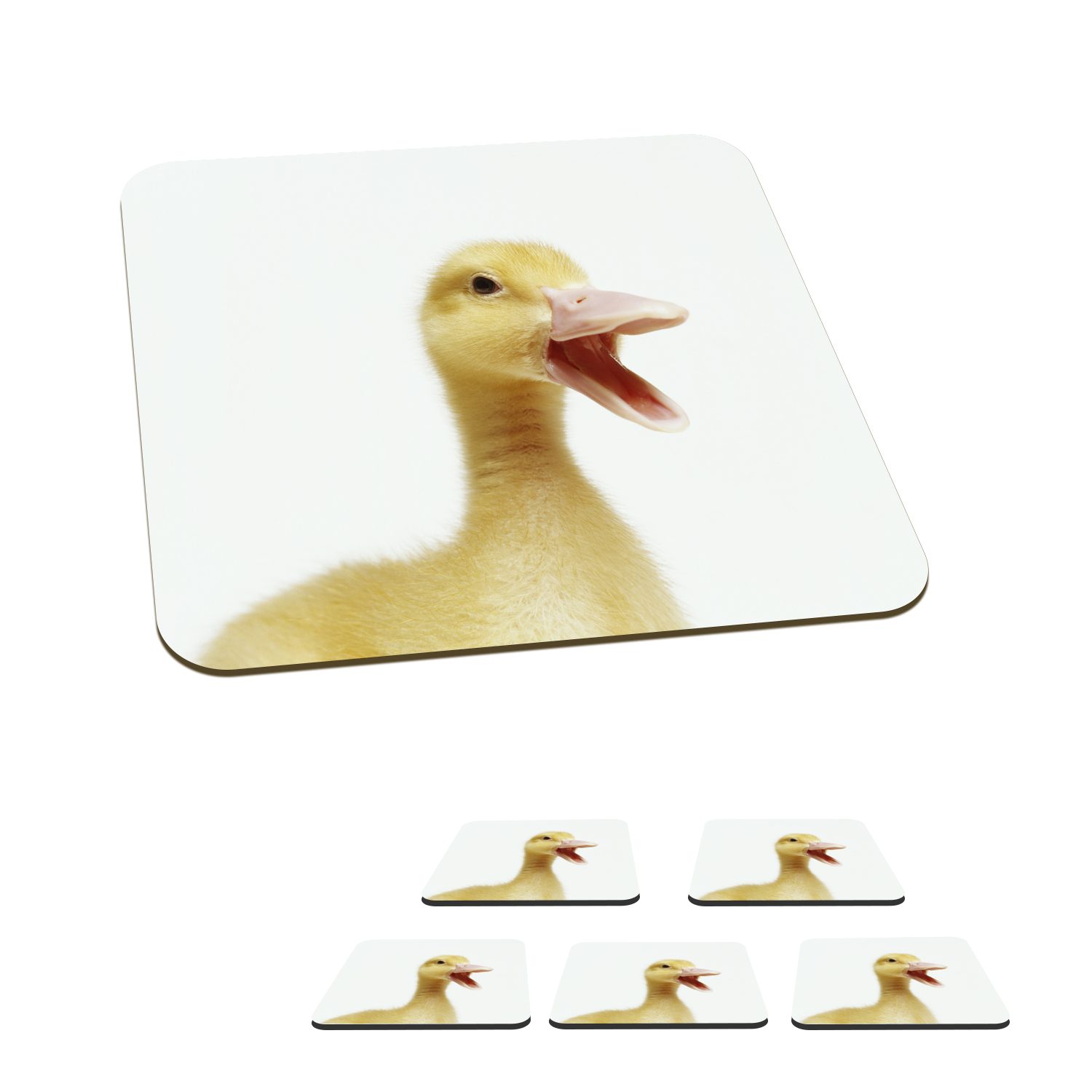 MuchoWow Glasuntersetzer Porträt eines Entenbabys, Zubehör für Gläser, 6-tlg., Glasuntersetzer, Tischuntersetzer, Korkuntersetzer, Untersetzer, Tasse