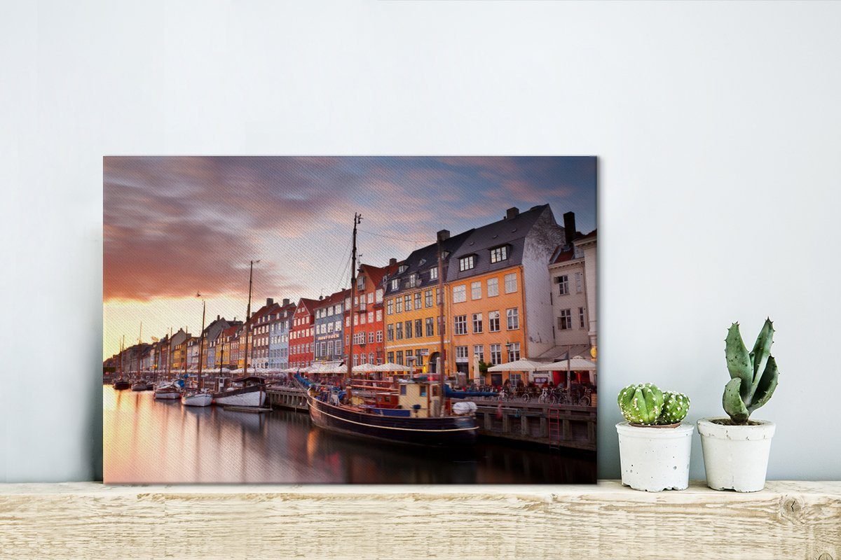 Wanddeko, Sonnenuntergang St), Nyhavn, Der Aufhängefertig, cm Leinwandbilder, (1 Leinwandbild am Wandbild OneMillionCanvasses® 30x20