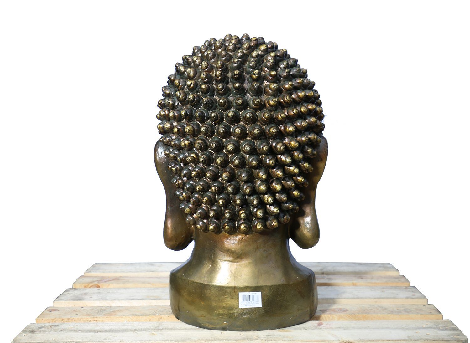 Steelboxx Buddhafigur XXL Skulptur Buddha Kopf aus Kohlenstoffstein Gold-Bronze Magnesia 82cm St), selten schöne (1 Skulptur Buddha